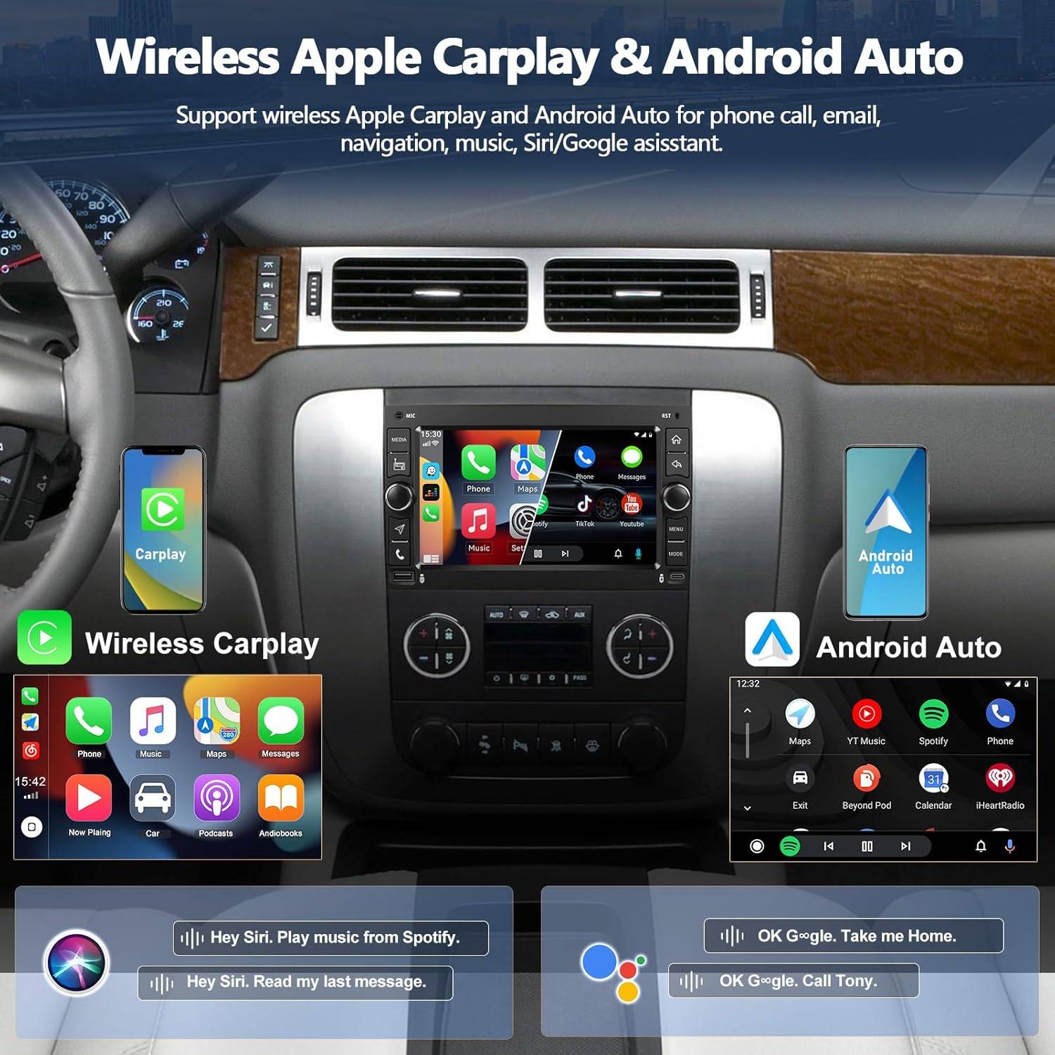 4G+128G Android 15 Car Stereo for GMC Sierra/Chevrolet Chevy - photo 3