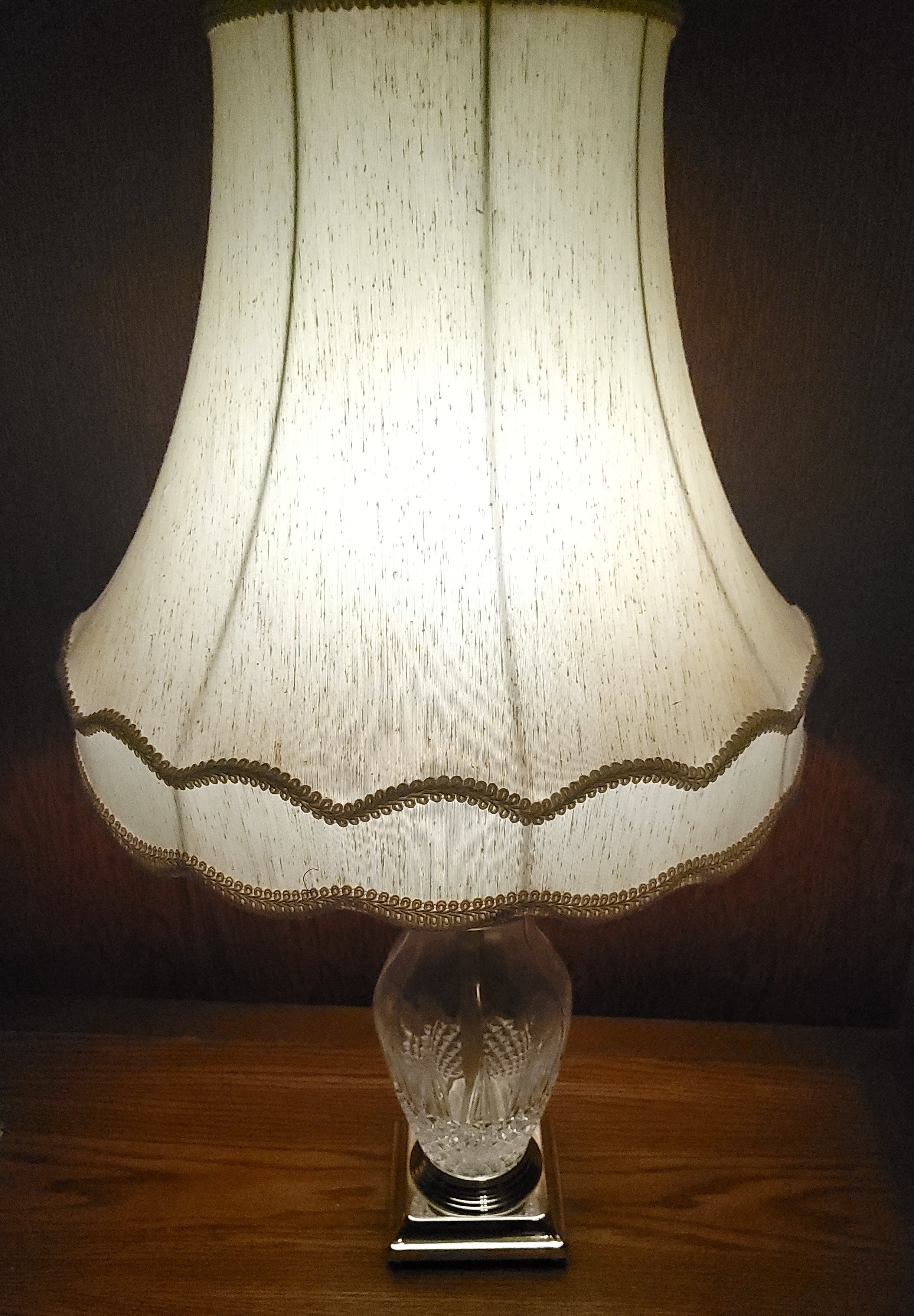 1970s Cristal d'Arques "Longchamp" Crystal Table Lamp - France