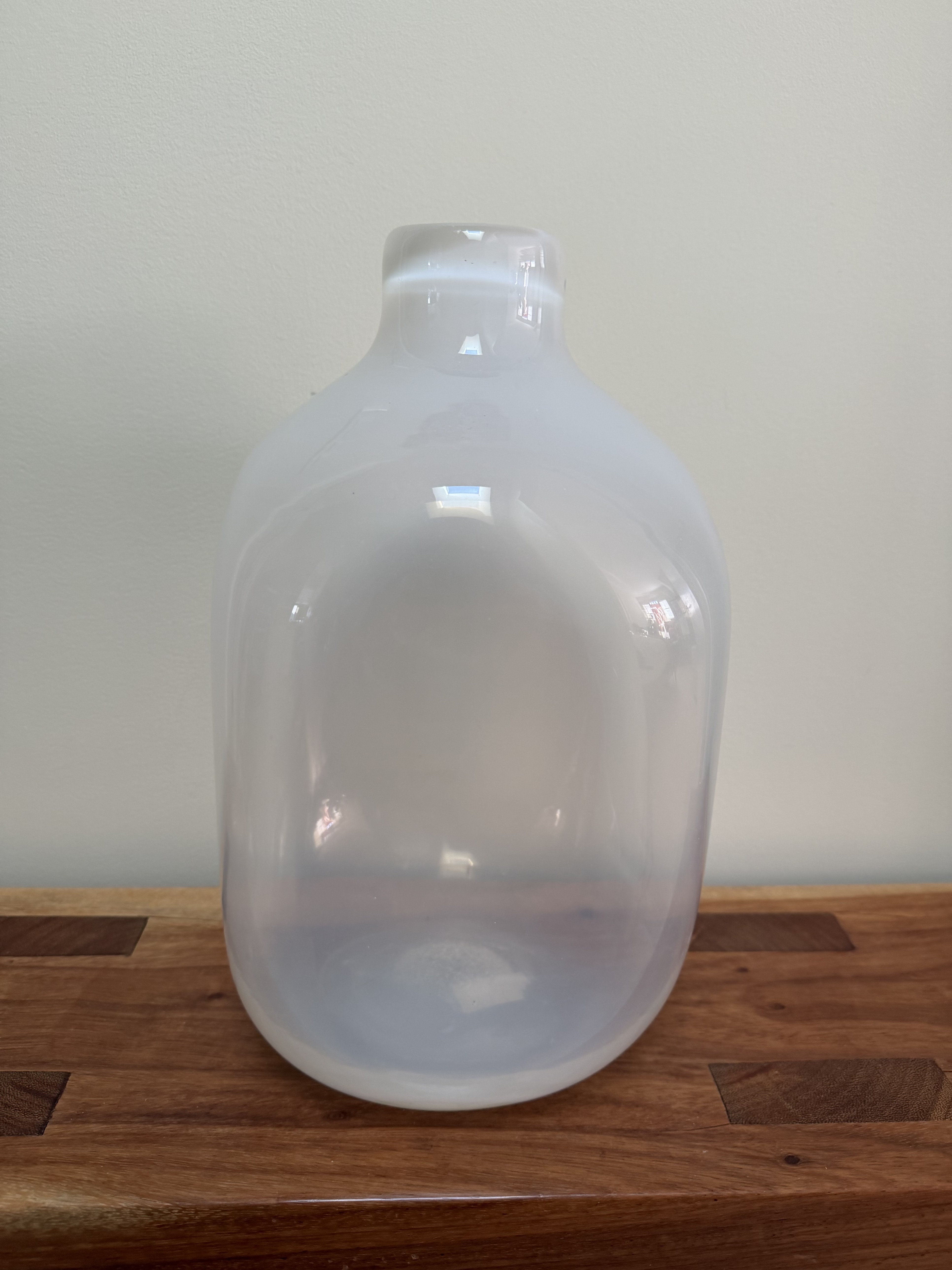 Large Frosted White Glass Vase - 13.5 in