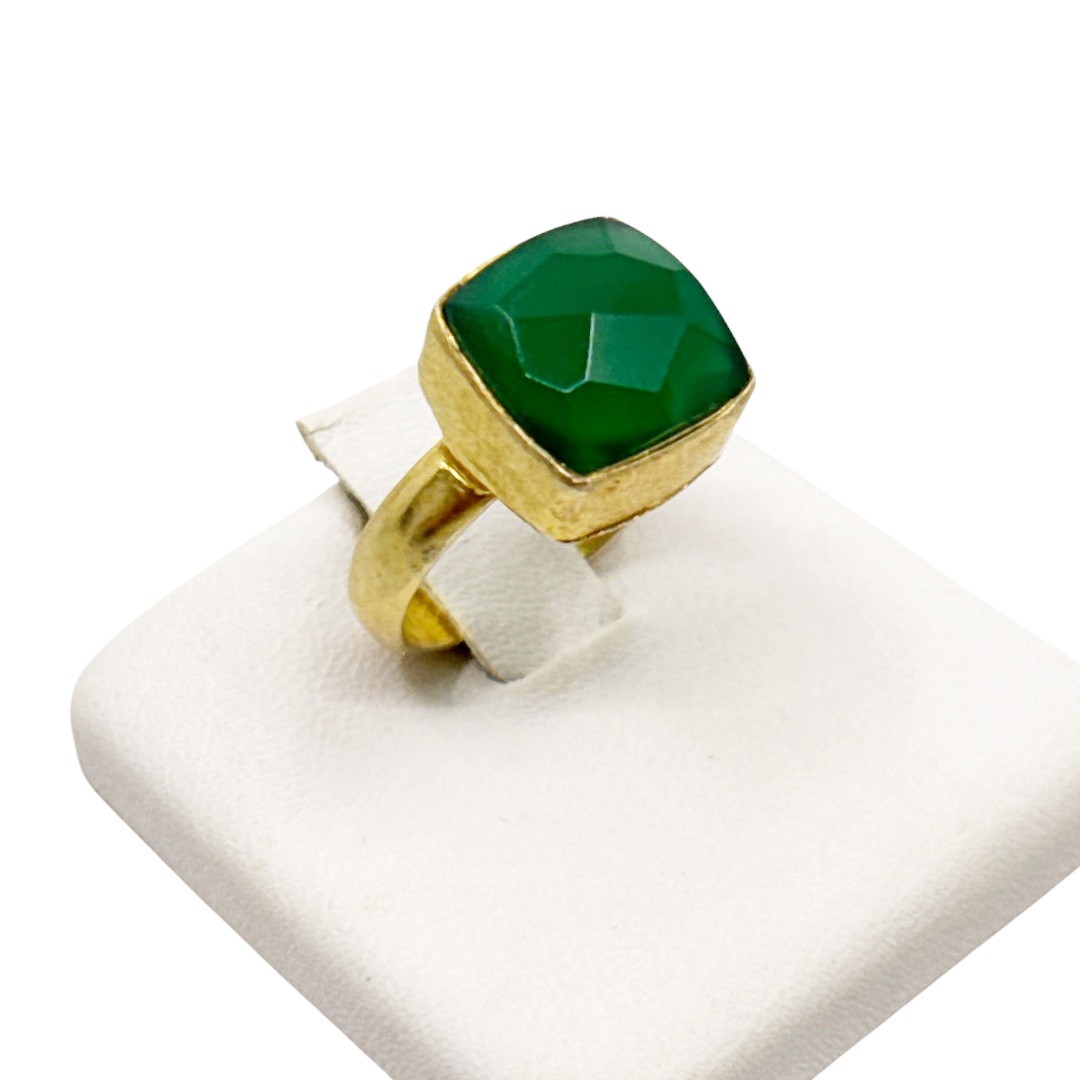Gold vermeil sterling silver chrysoprase ring - GM310 - photo 3