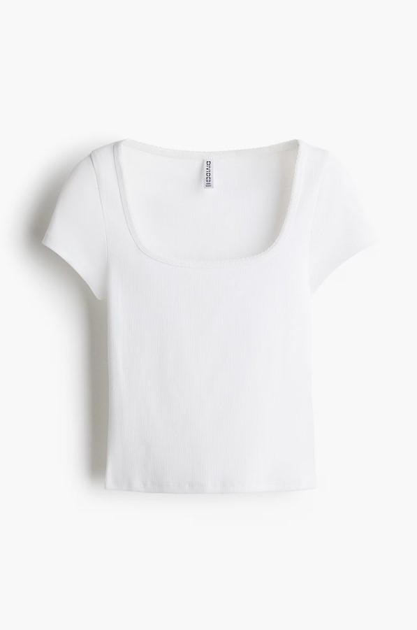 Women's Picot-Trimmed Ribbed T-Shirt