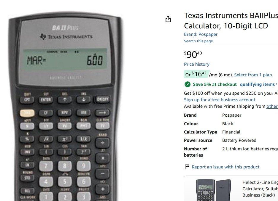 Texas Instruments BAIIPlus Financial Calculator, 10-Digit LCD
