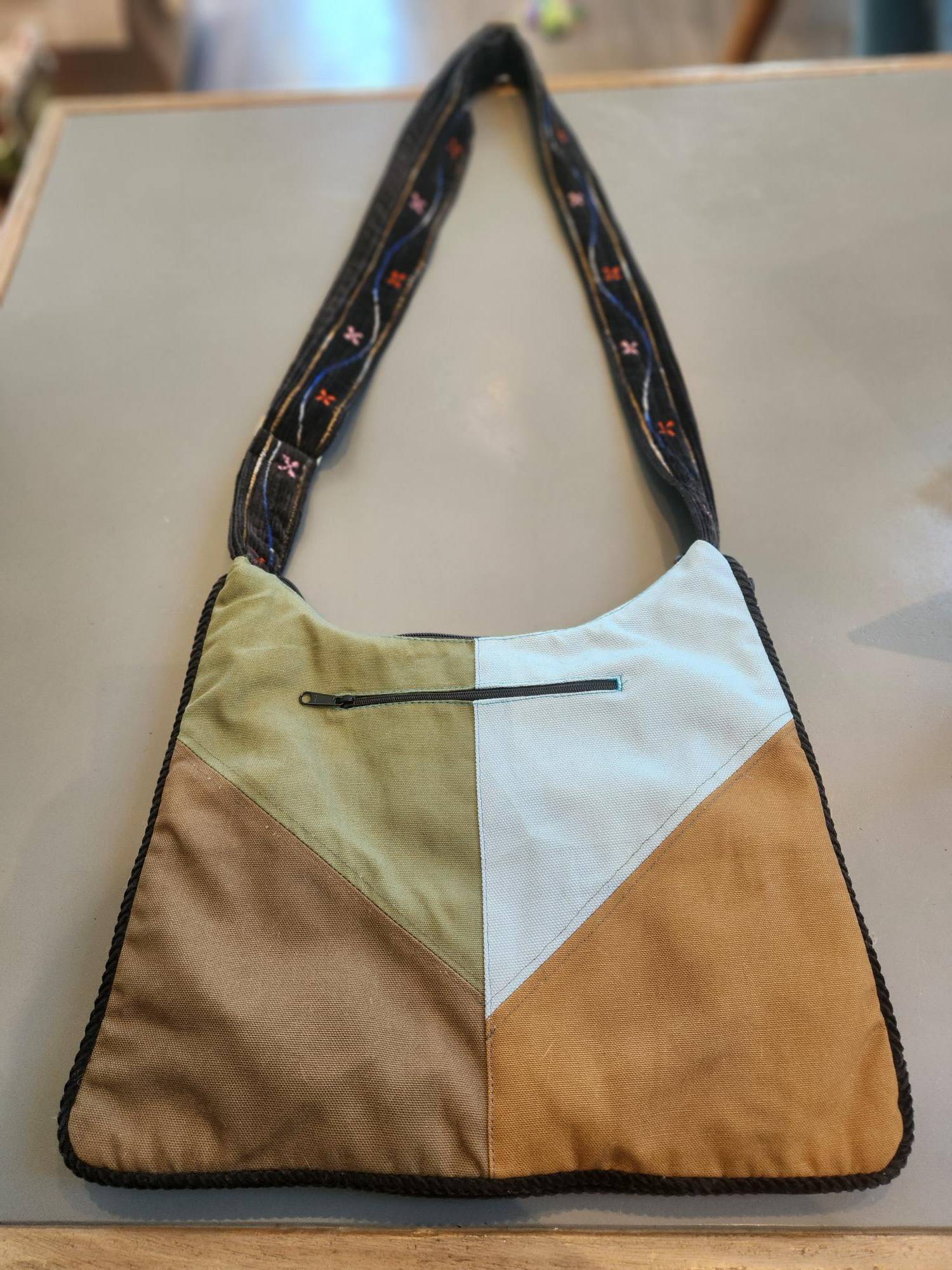 "Blue Sky" Hippie Boho Crossbody Bag, Expandable, Colourful - photo 3