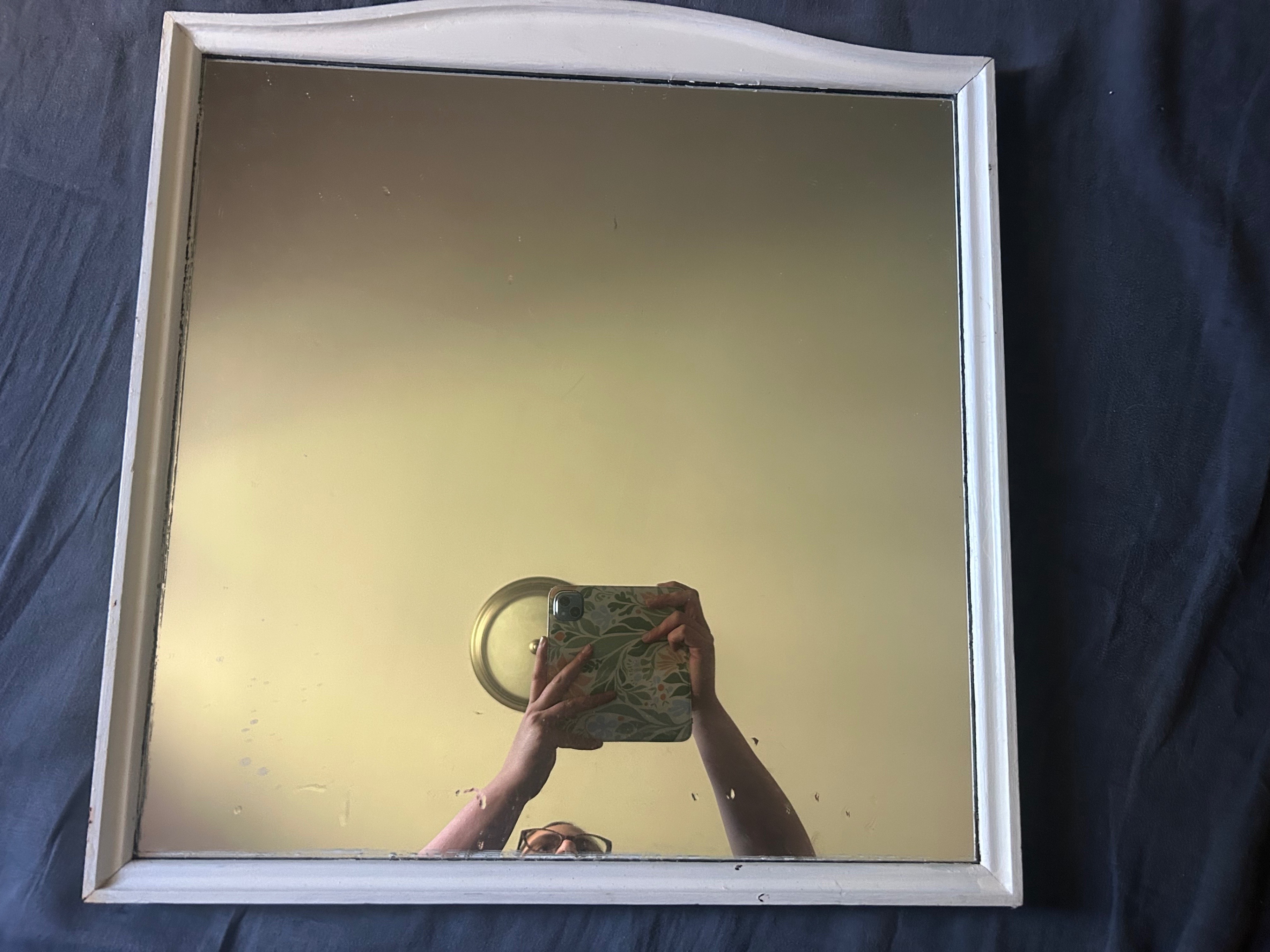 Vintage Wooden Mirror - Chalk Painted