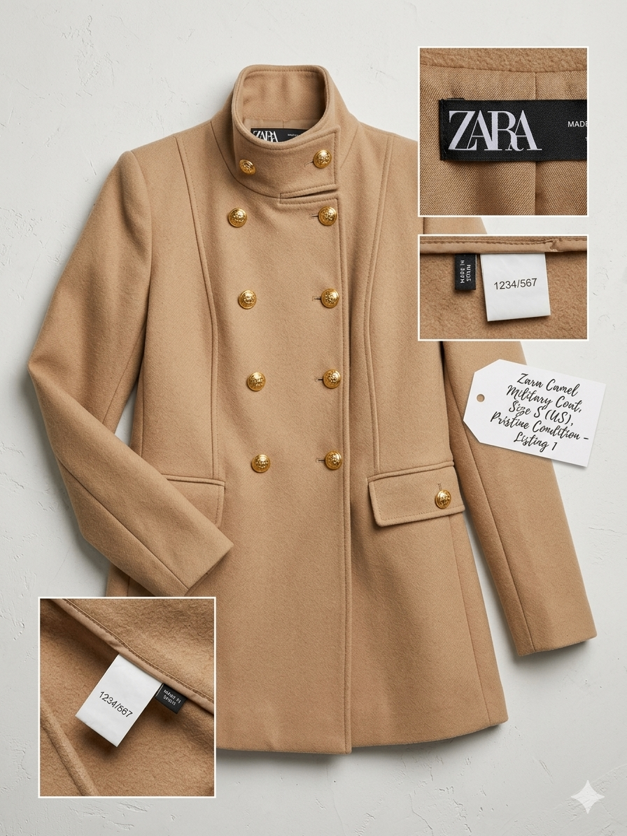 Zara Women’s Gold Button Wool Blend‎ Coat - photo 3