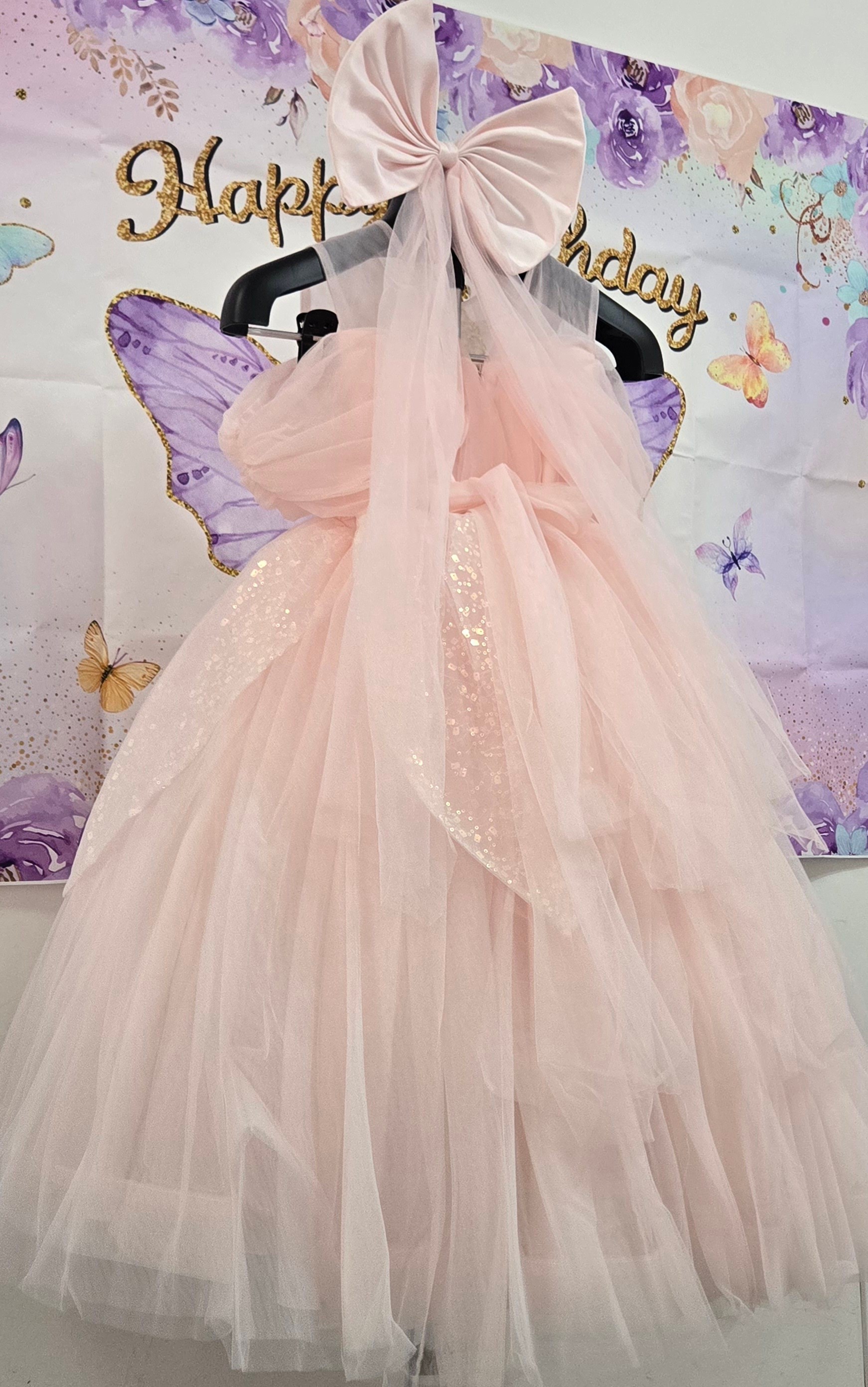 Pink Tulle Dress with Bow :5362 - photo 4
