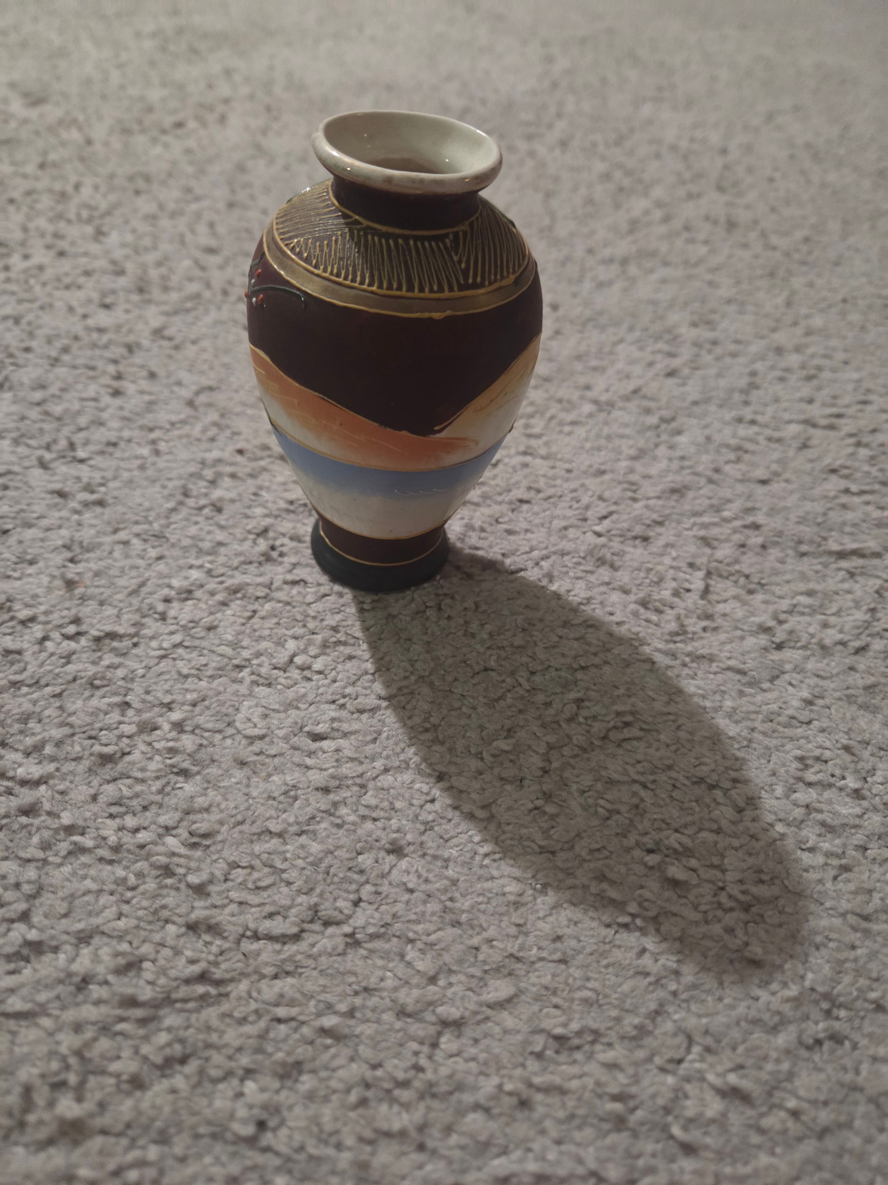 Mini Vintage Japanese Satsuma Style 5" Bud Vase (Small Chip) - photo 2