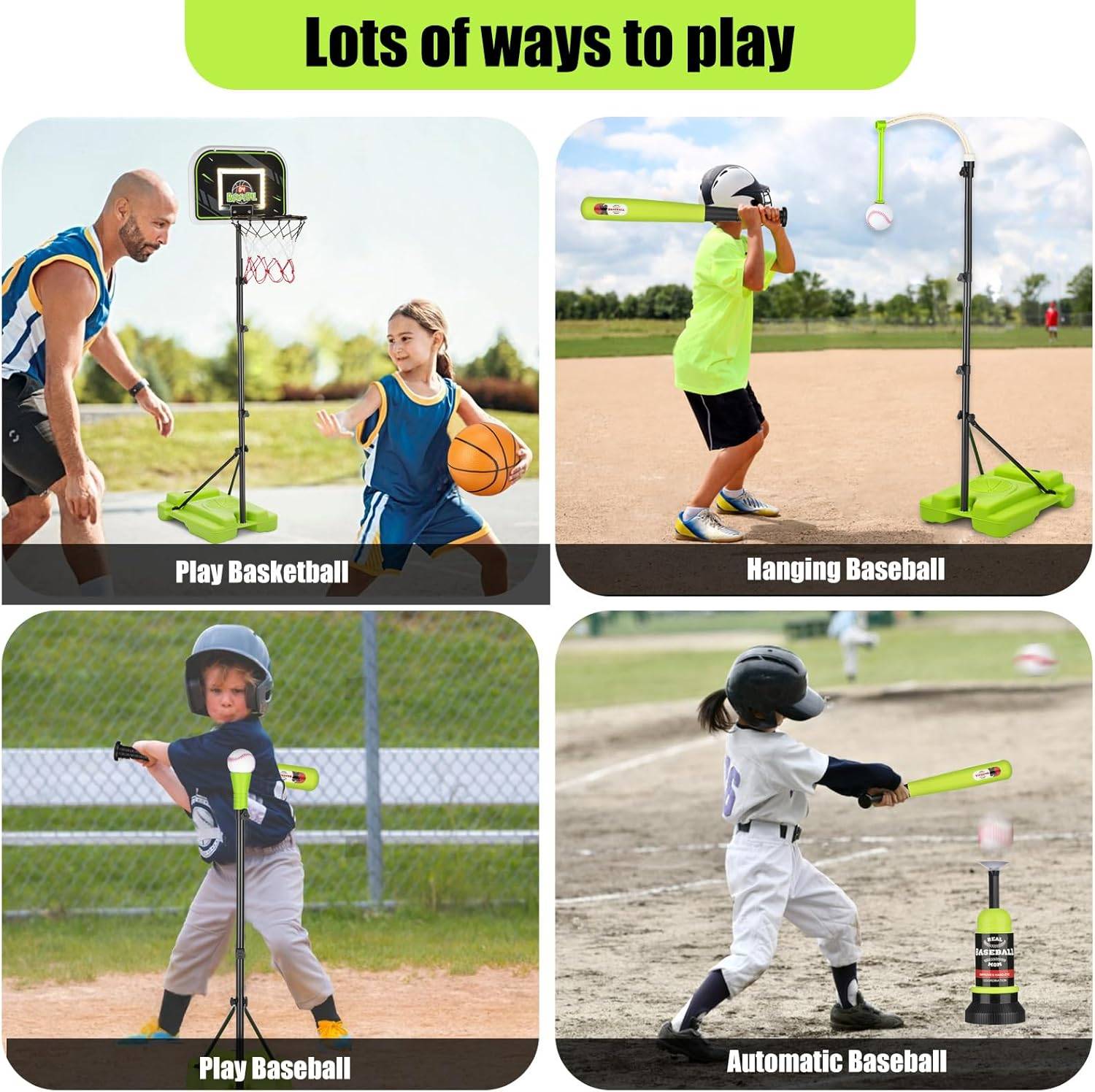 4 in 1 Kids Basketball Hoop and Tee Ball Set for Kids 3-5 | Sale - photo 3