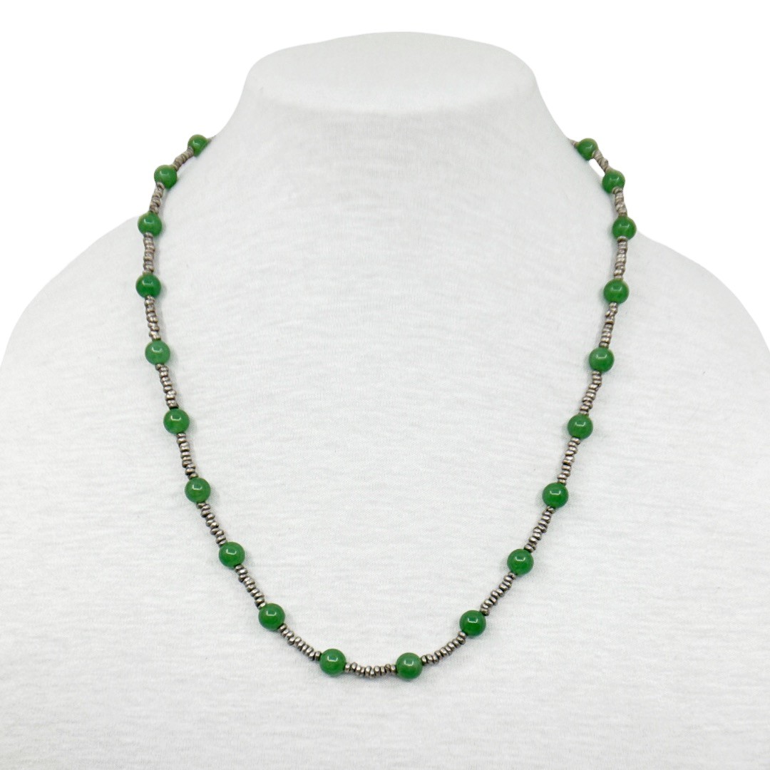 Hand Made Sterling silver 8mm chrysoprase necklace - GM340 - photo 3