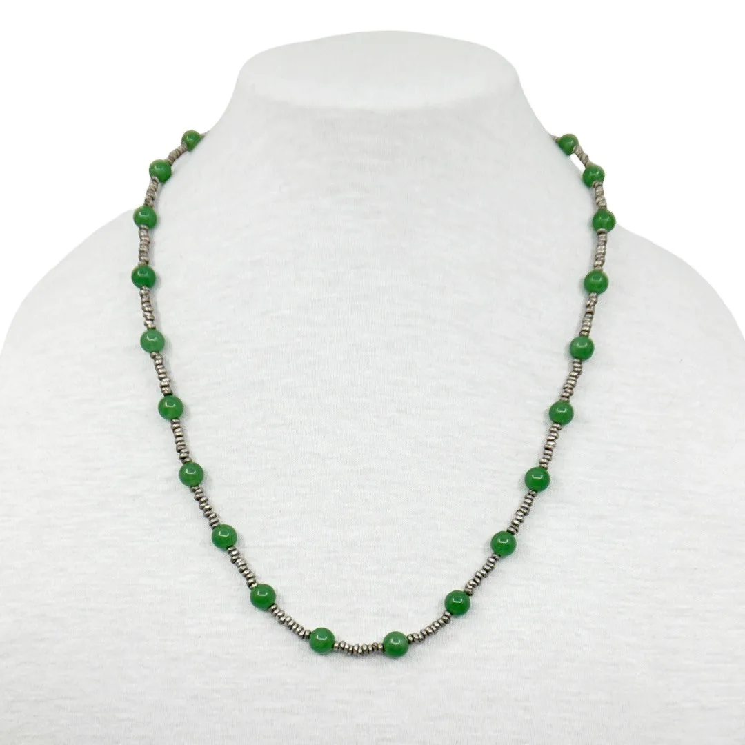 Hand Made Sterling silver 8mm chrysoprase necklace - GM340 - photo 3