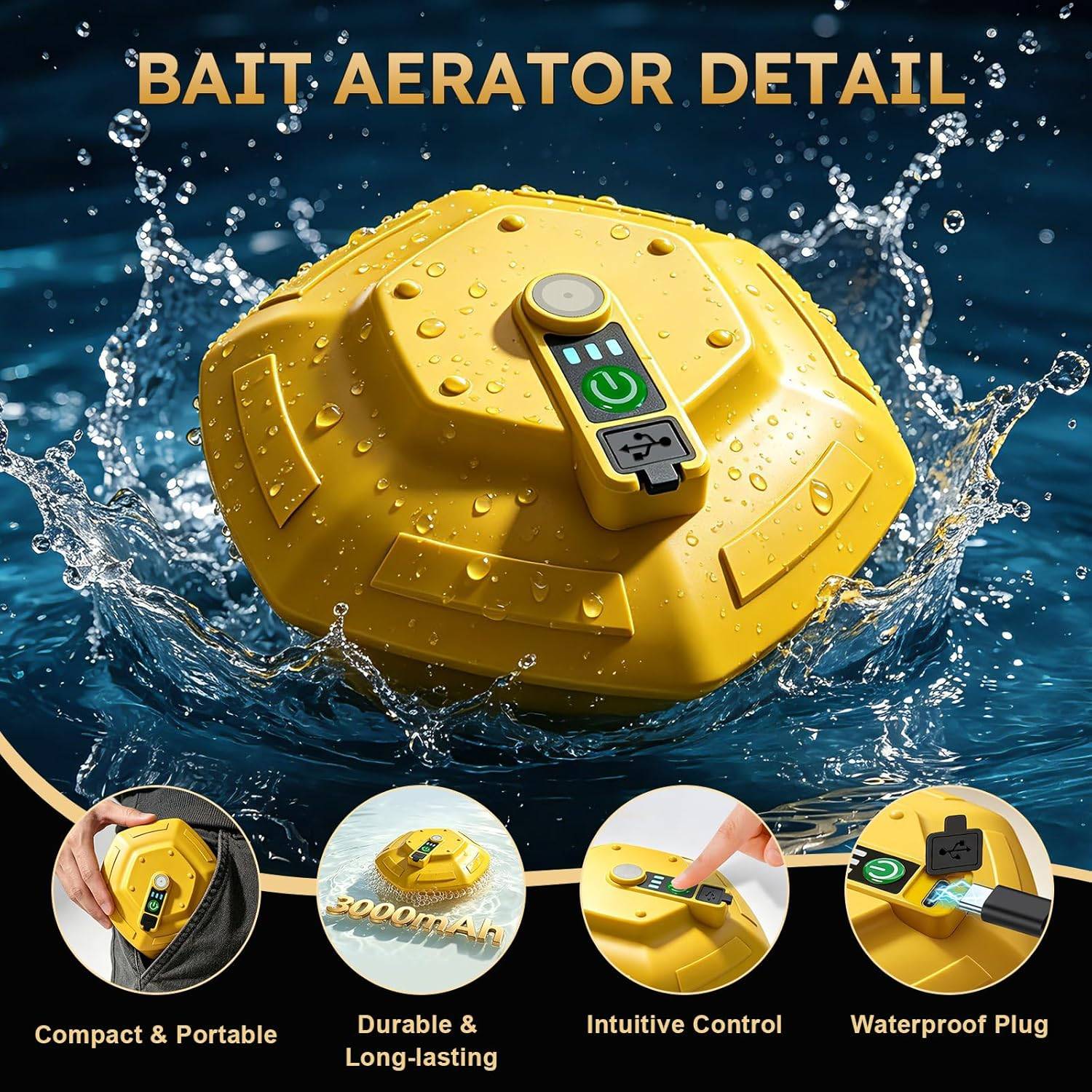 Bait Bucket Aerator, 3 Oxygenation Modes, Type-C Charging - photo 5
