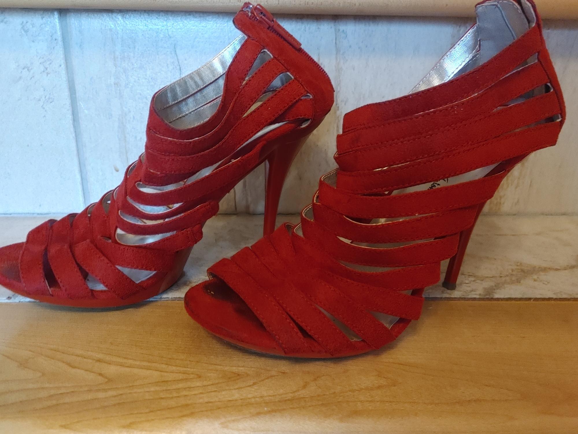 RED HIGH HEEL SANDALS
