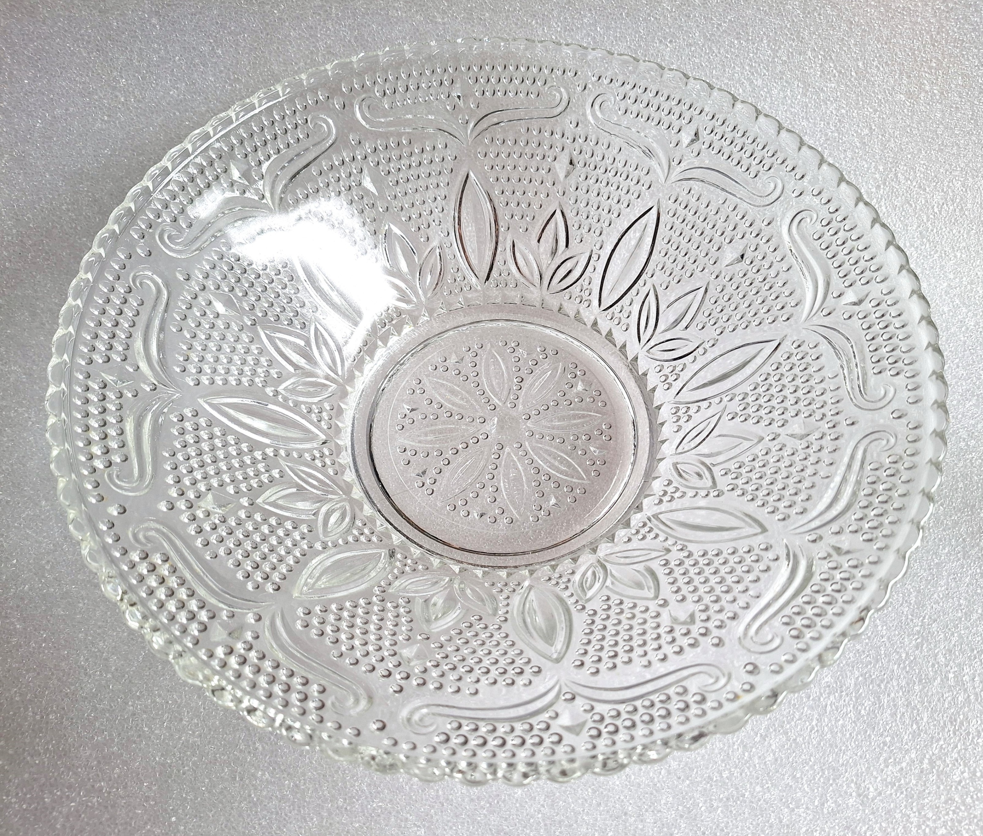 Clear Glass Embossed Fruit Bowl - photo 3