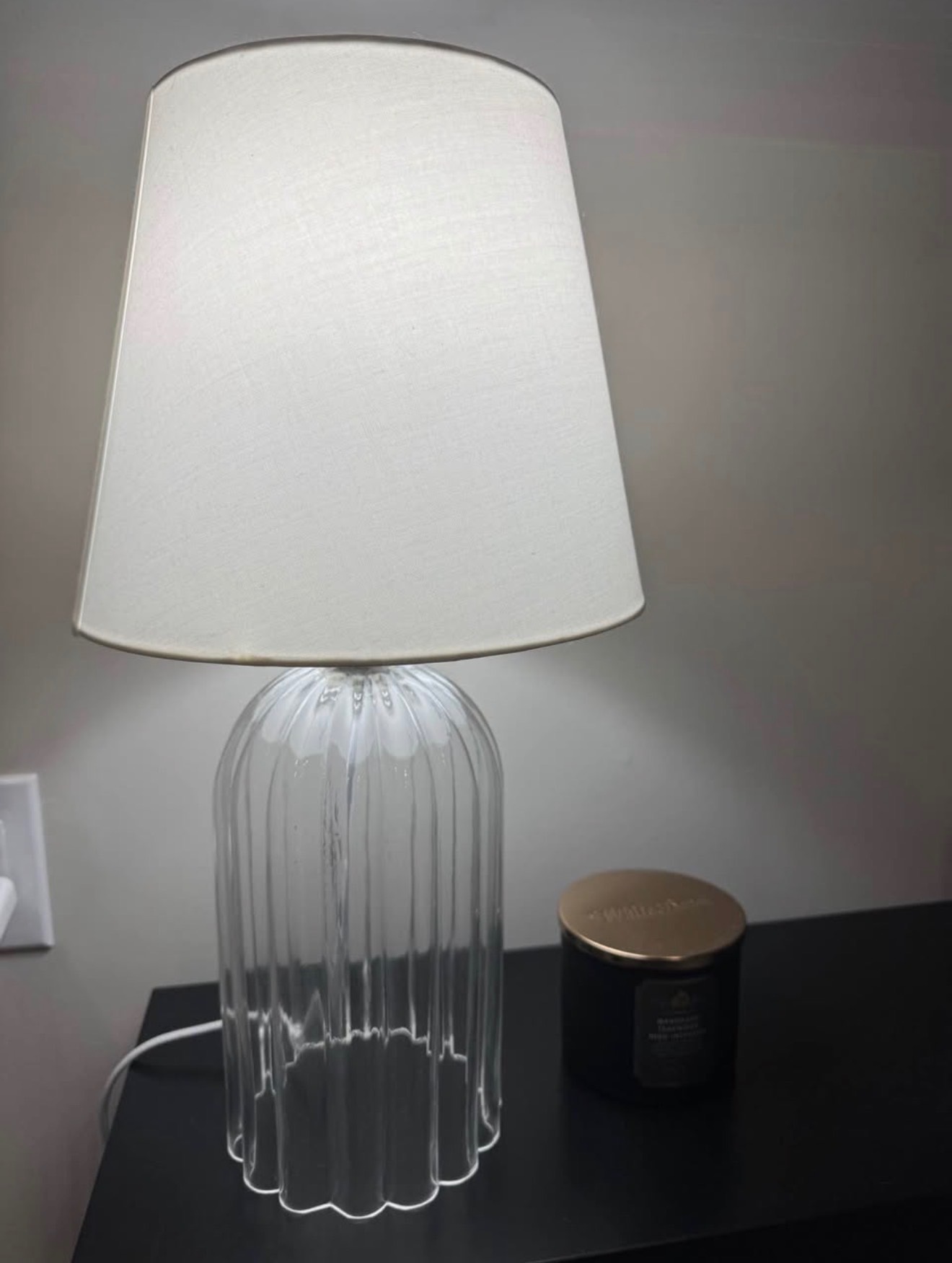 Clear Glass Table Lamp with White Shade - photo 2