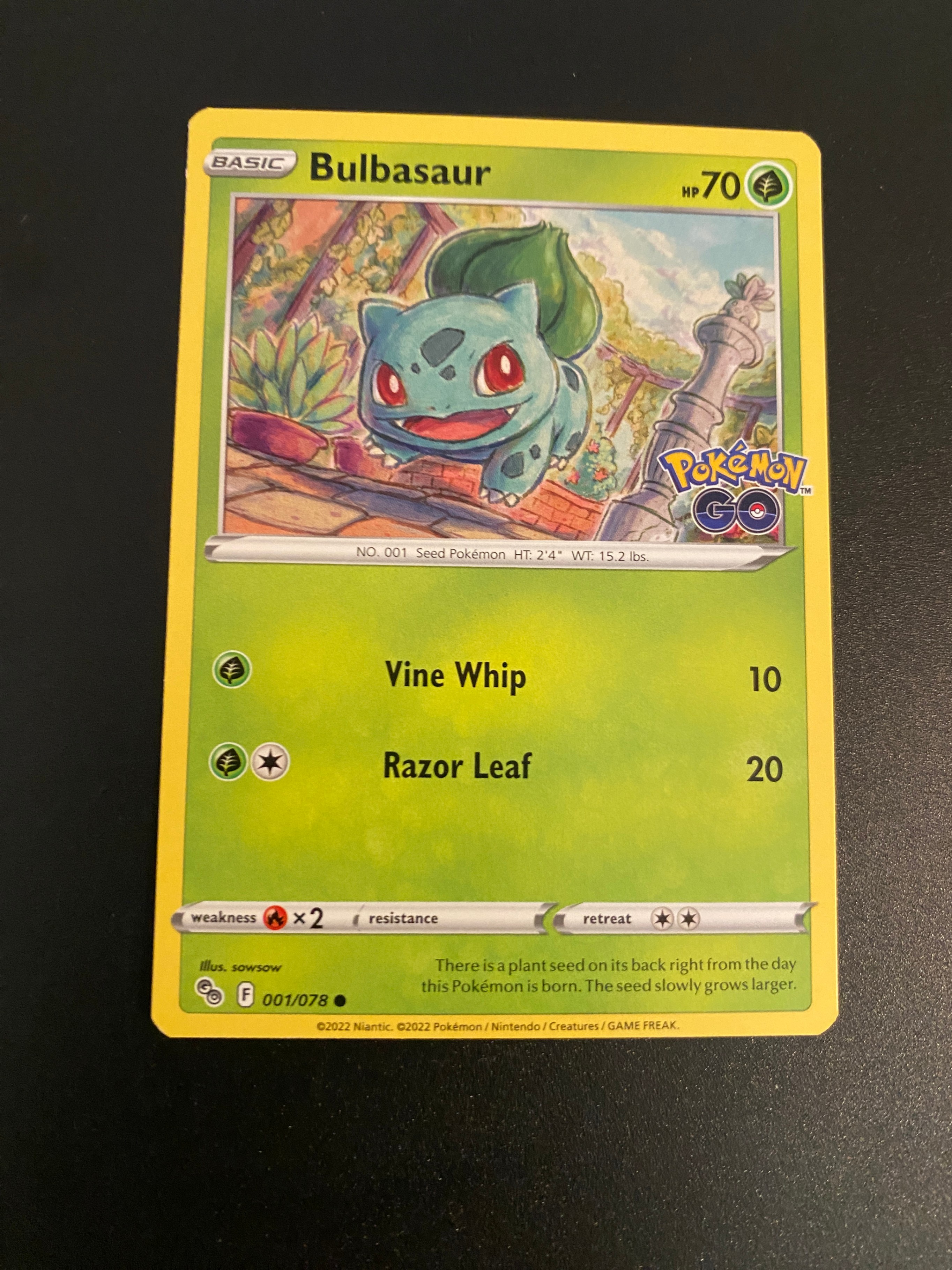Pokemon Bulbasaur 1/78 Pokémon GO Card Common Non Holo NM