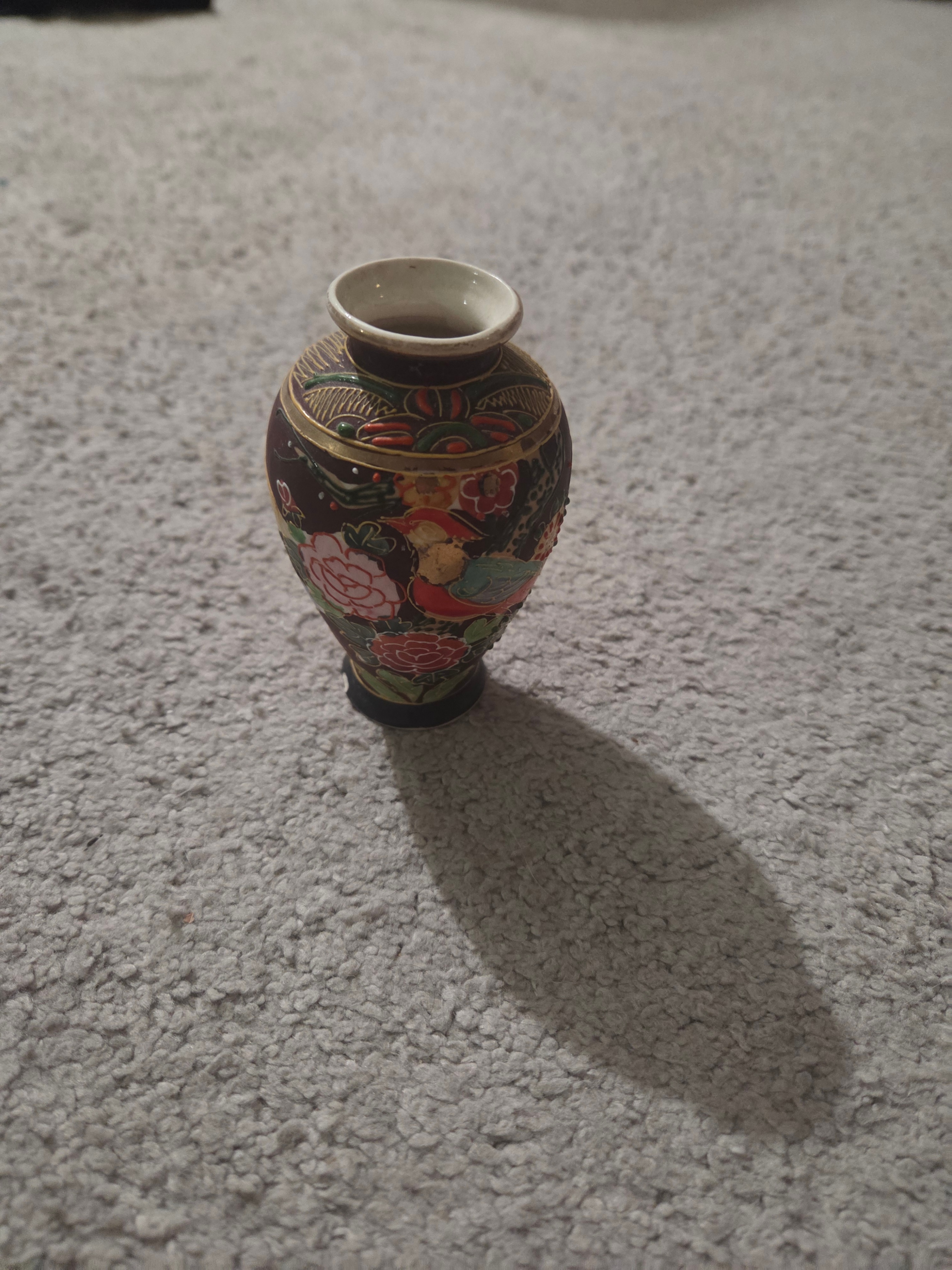 Mini Vintage Japanese Satsuma Style 5" Bud Vase (Small Chip)