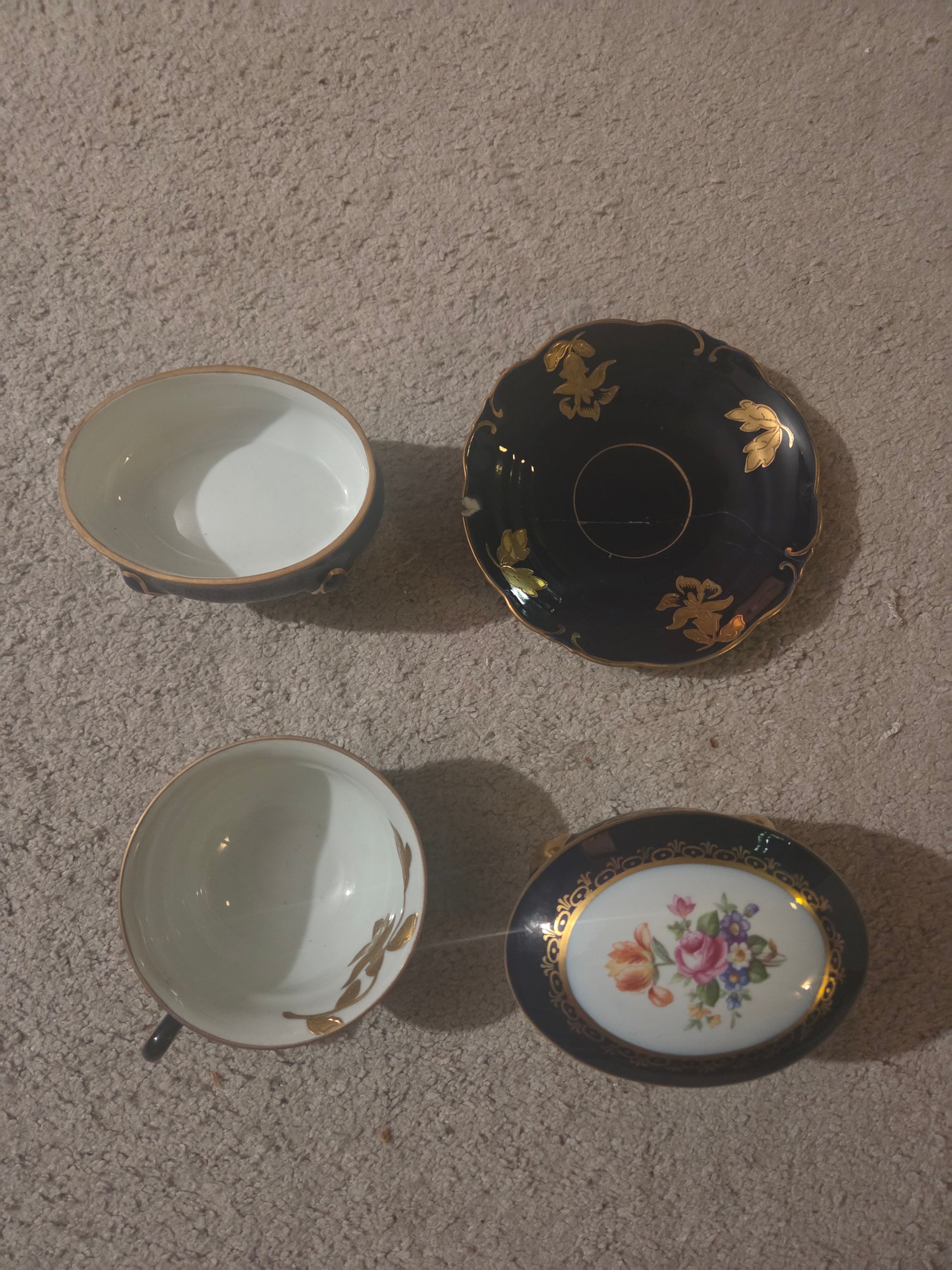 Vintage German Echt Kobalt Porcelain Vanity Set, Reutter Cobalt - photo 2