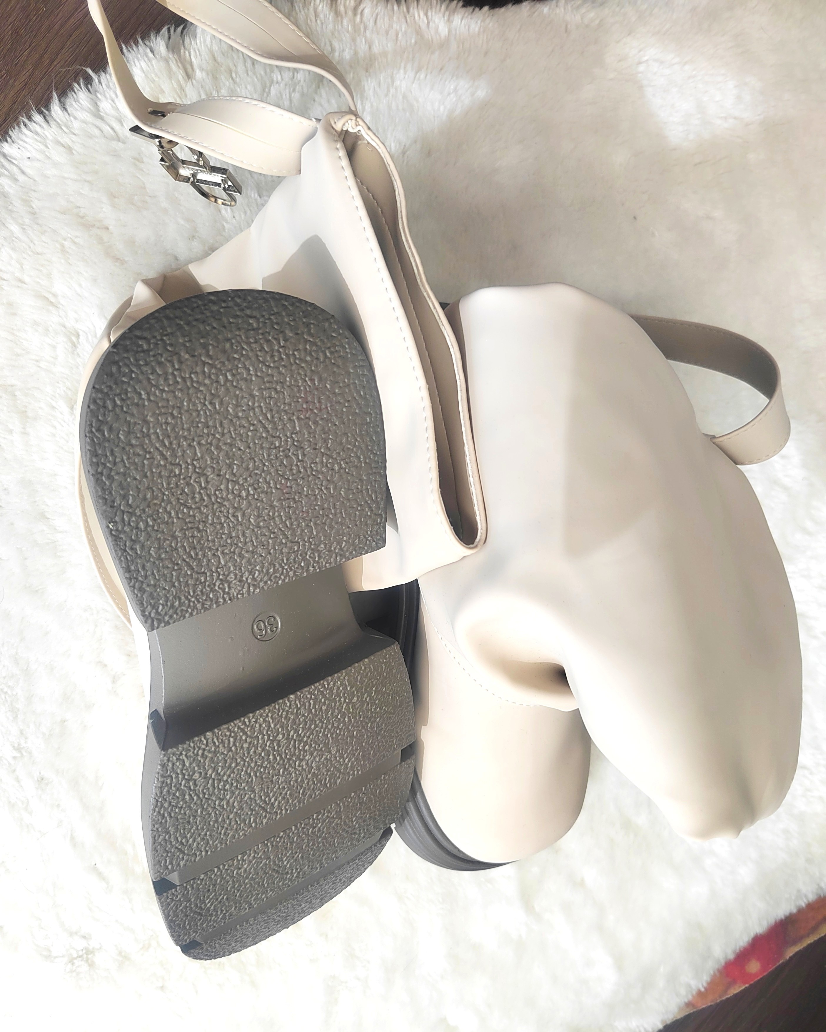 Cream Mid-Calf Boots with Buckle Detail - photo 3