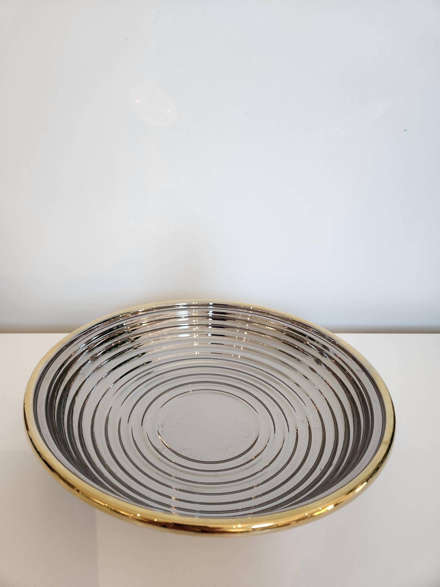 Italian Centerpiece Bowl Gold Painted & 24 Karat Rim - photo 2