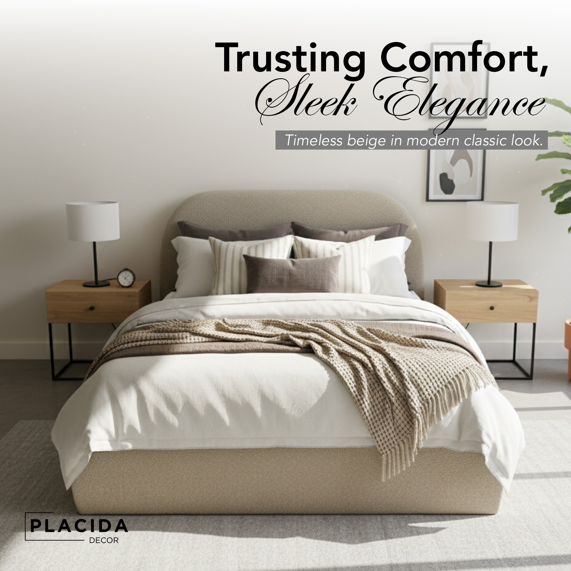 New Boucle Storage Bed Frame + 1-Yr Warranty | Queen King