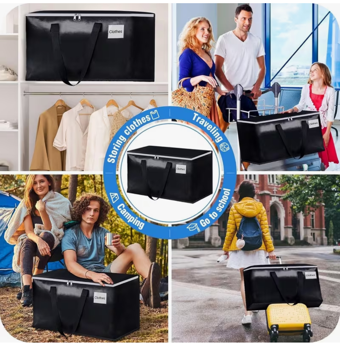 6 Pieces - Brand new Black Moving Bags 93L Storage - photo 2