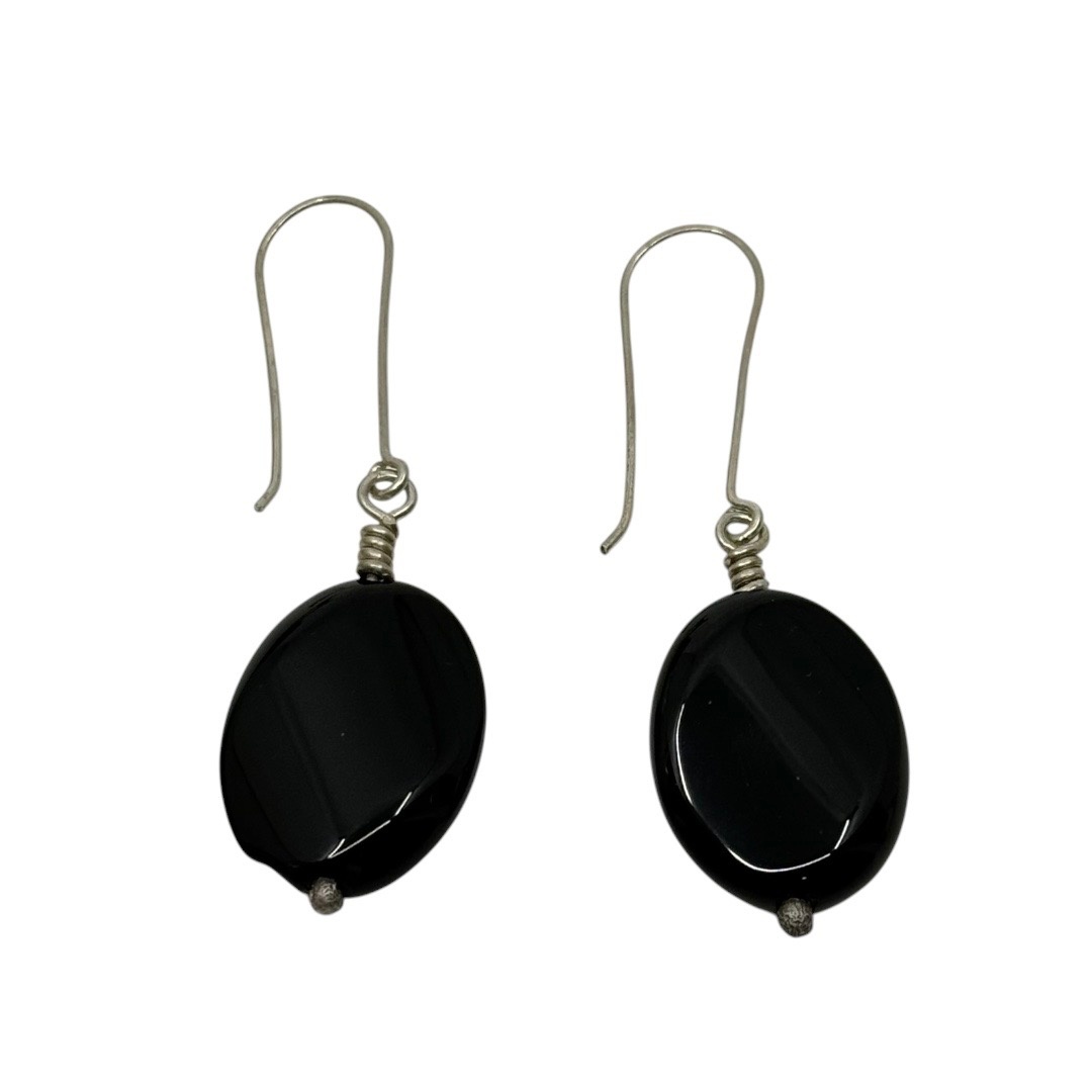 Hand made sterling silver onyx earrings - GM320 - photo 3