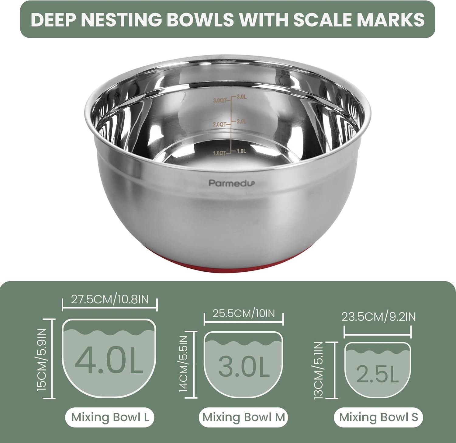 Stainless steel mixing bowl + grater + colander set - photo 3
