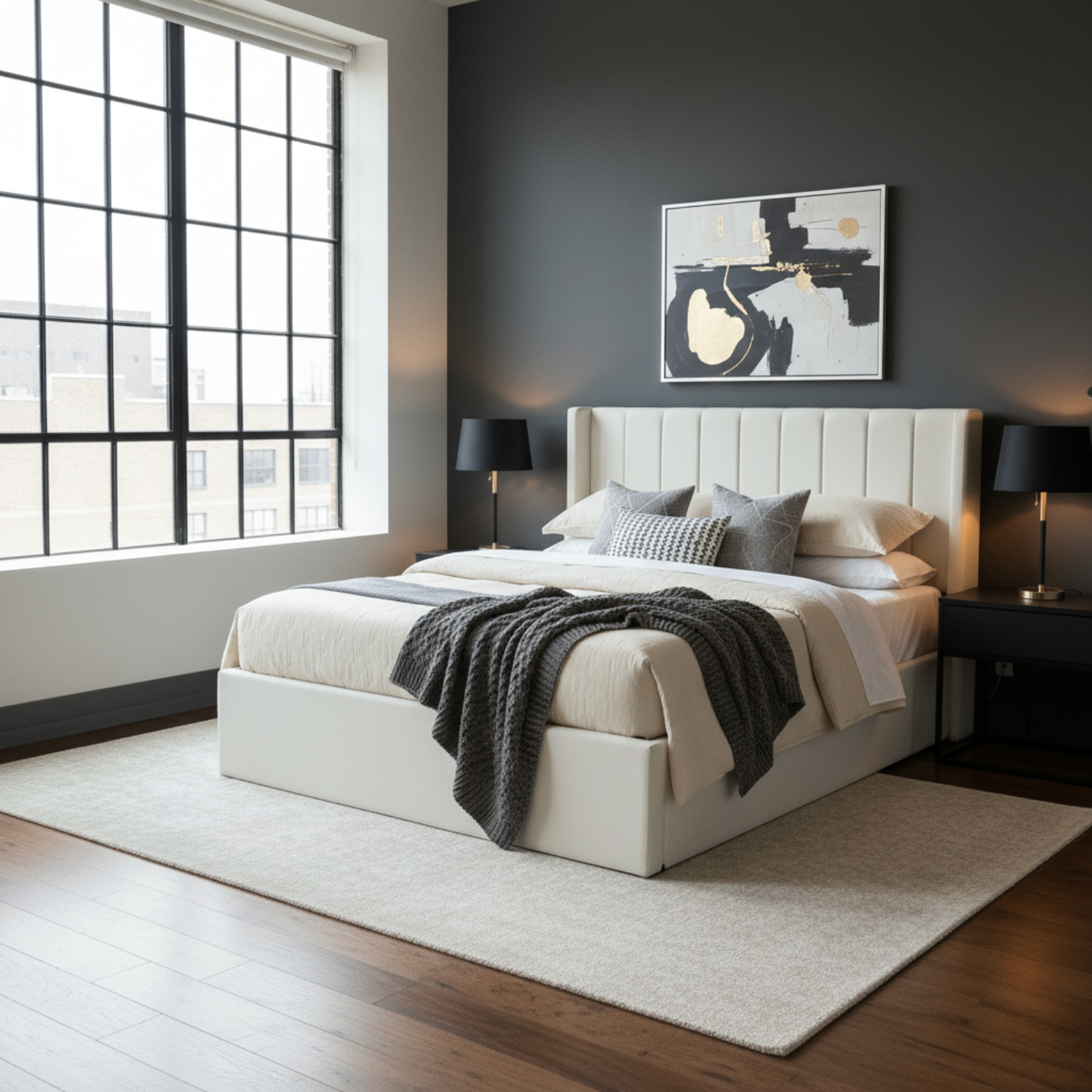 White Upholstered Wingback Bed Frame | Double, Queen and King - photo 2
