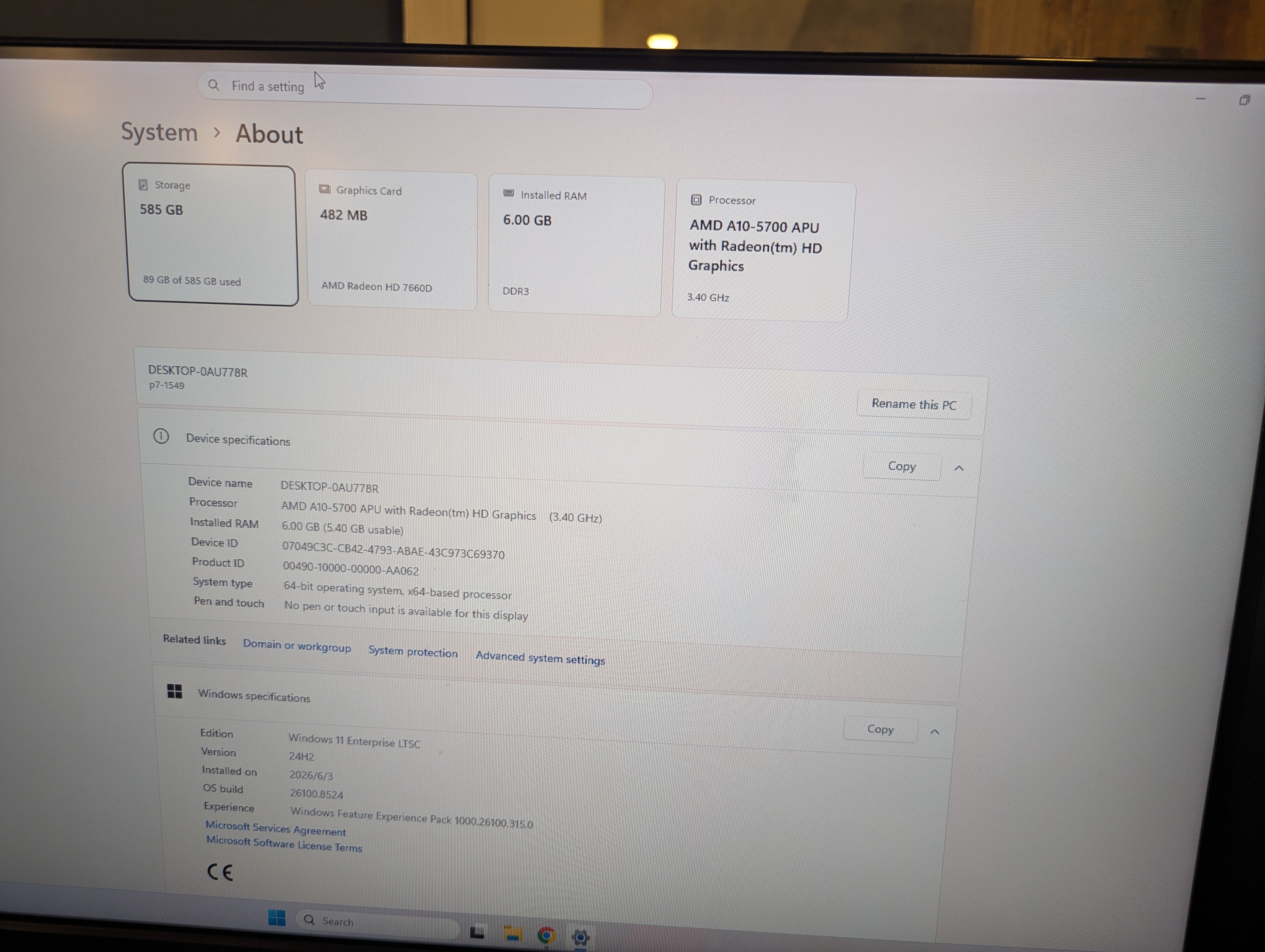 HP PC - AMD A10 | 6GB|  128GB SSD + 500GB HDD | Runs Windows 11 - photo 4