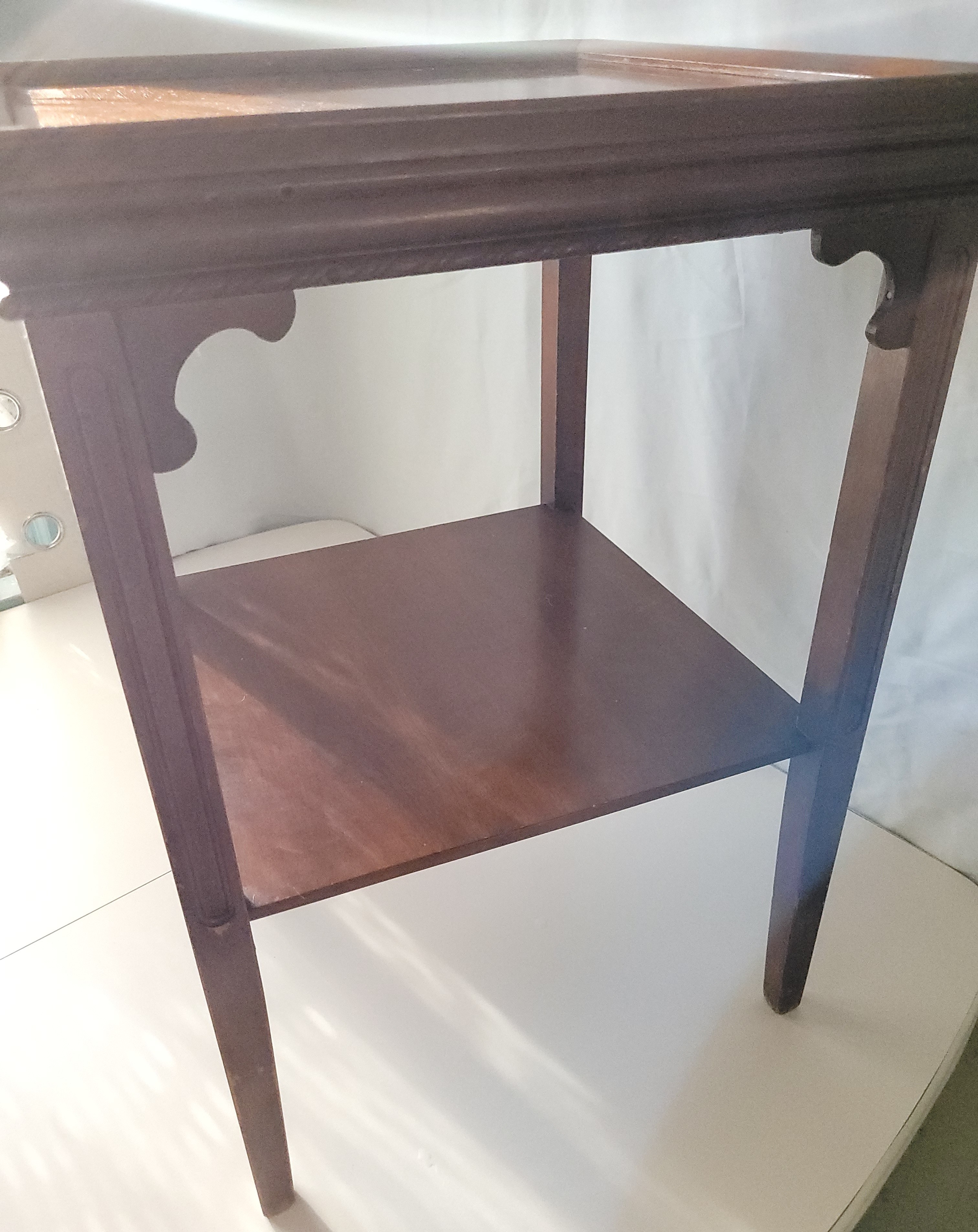 1930s Mahogany Two-Tier Side Table - 18" x 18" x 26" - photo 4