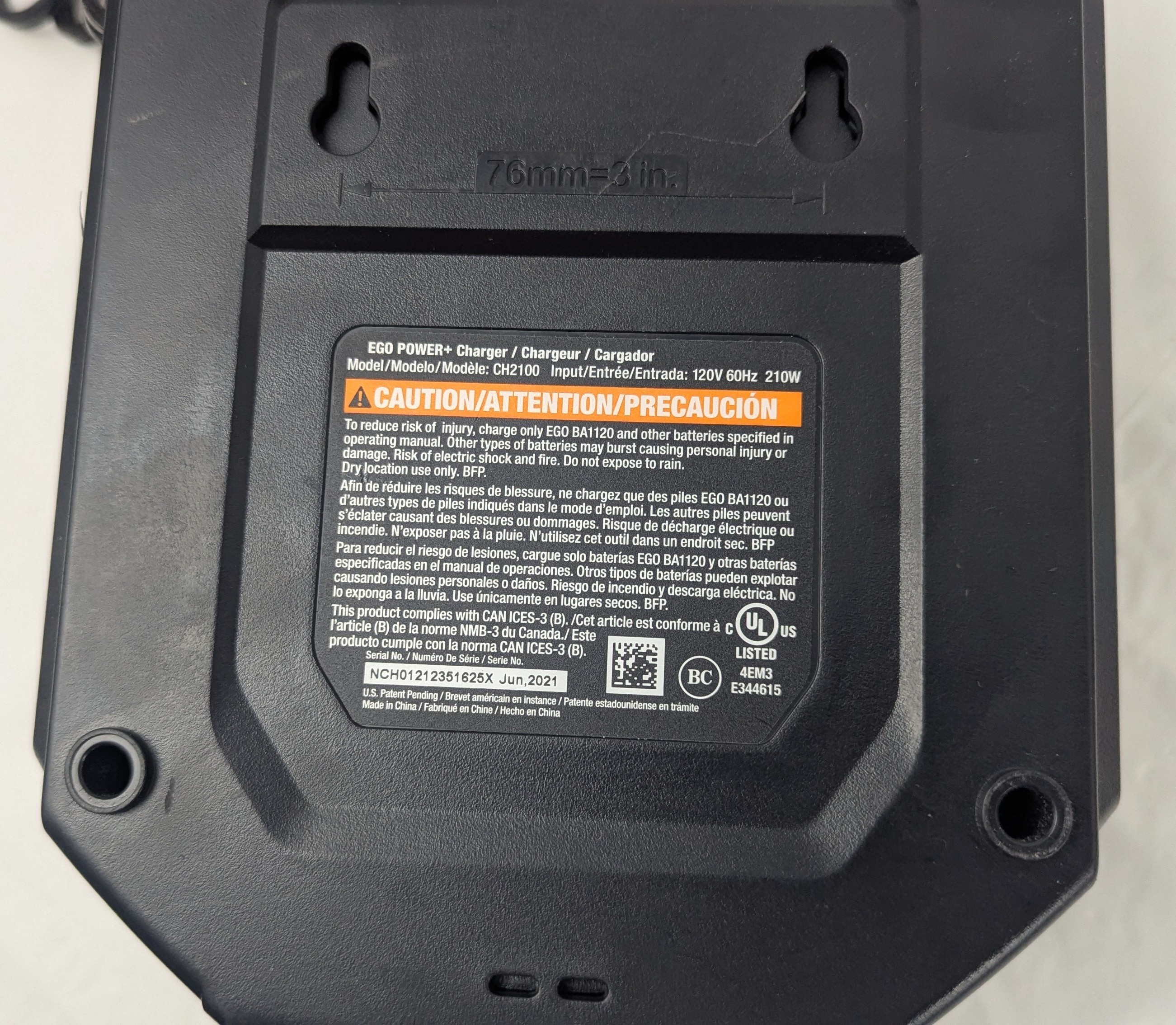 EGO CH2100 56V Battery Charger - photo 2