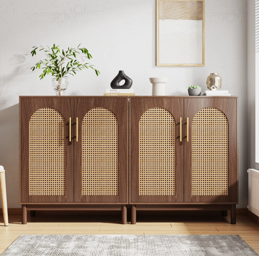 Rattan Accent Cabinet with 4 Doors - New in box