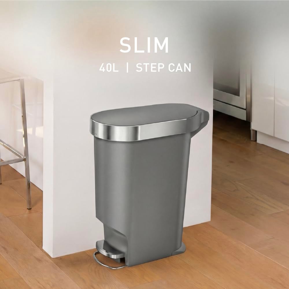 simplehuman 40L Slim  10.6 Gallon Slim Kitchen, Grey Plastic - photo 3