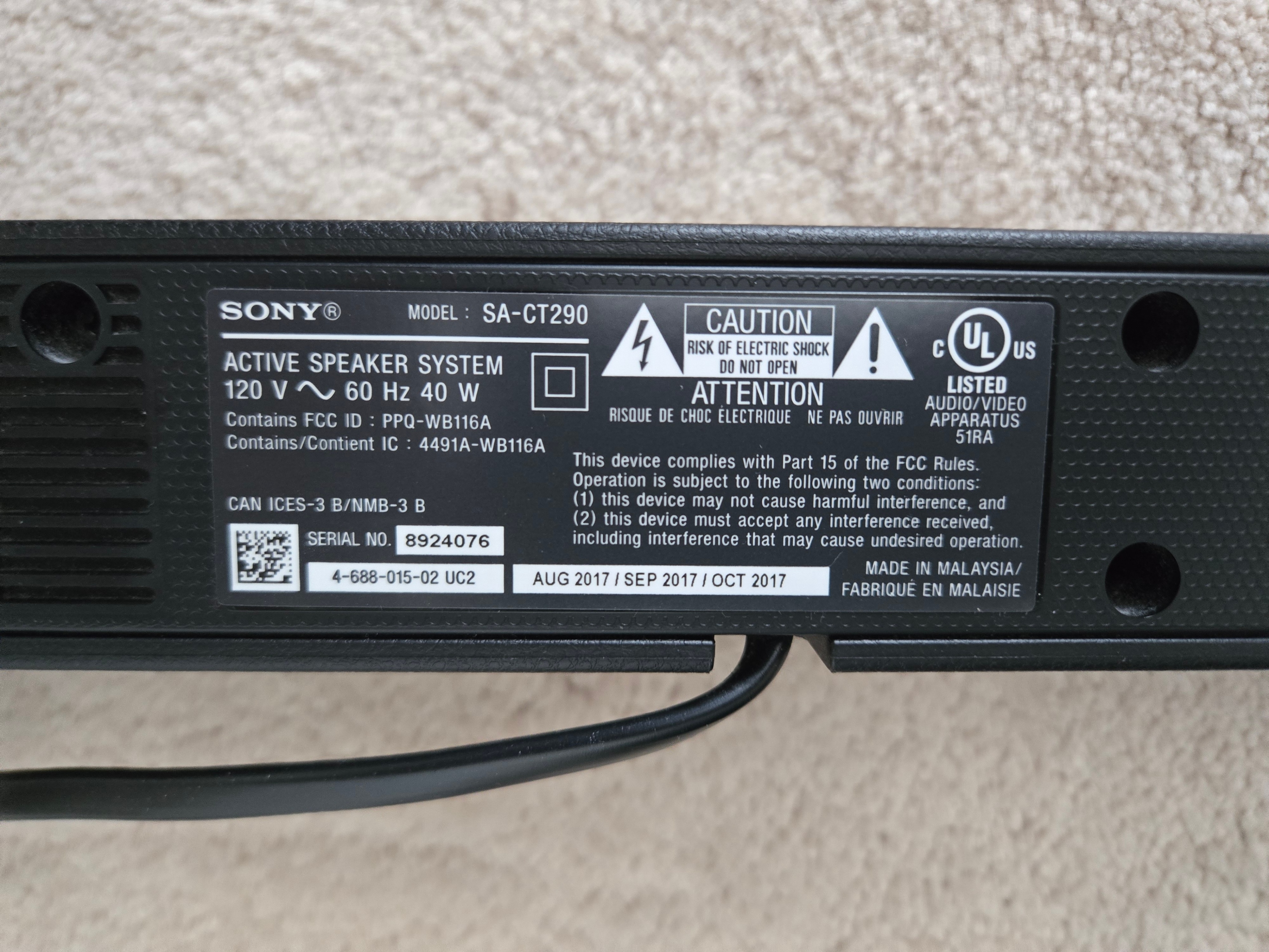Sony Soundbar HT-CT290 With Subwoofer For Sale - photo 4
