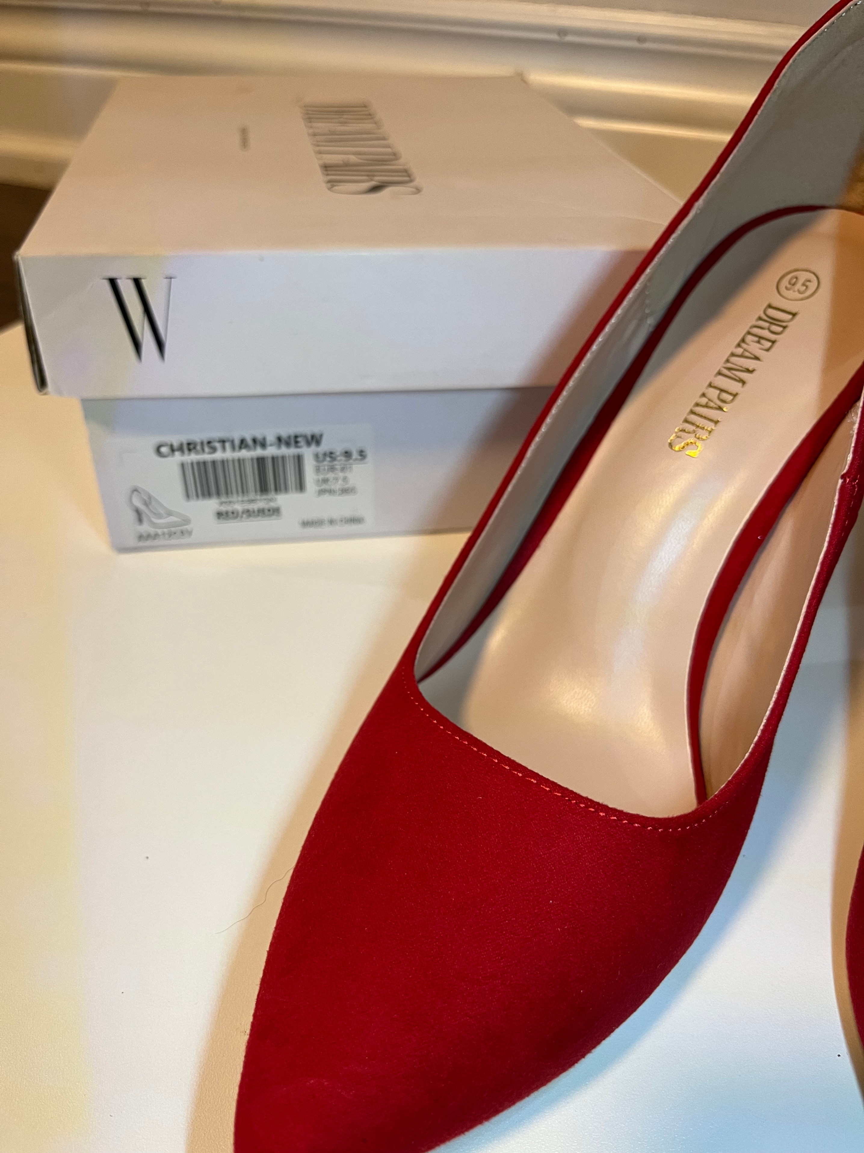 DREAM PAIRS Red Suede Pointed-Toe Stiletto Heels Size 9.5 - photo 4