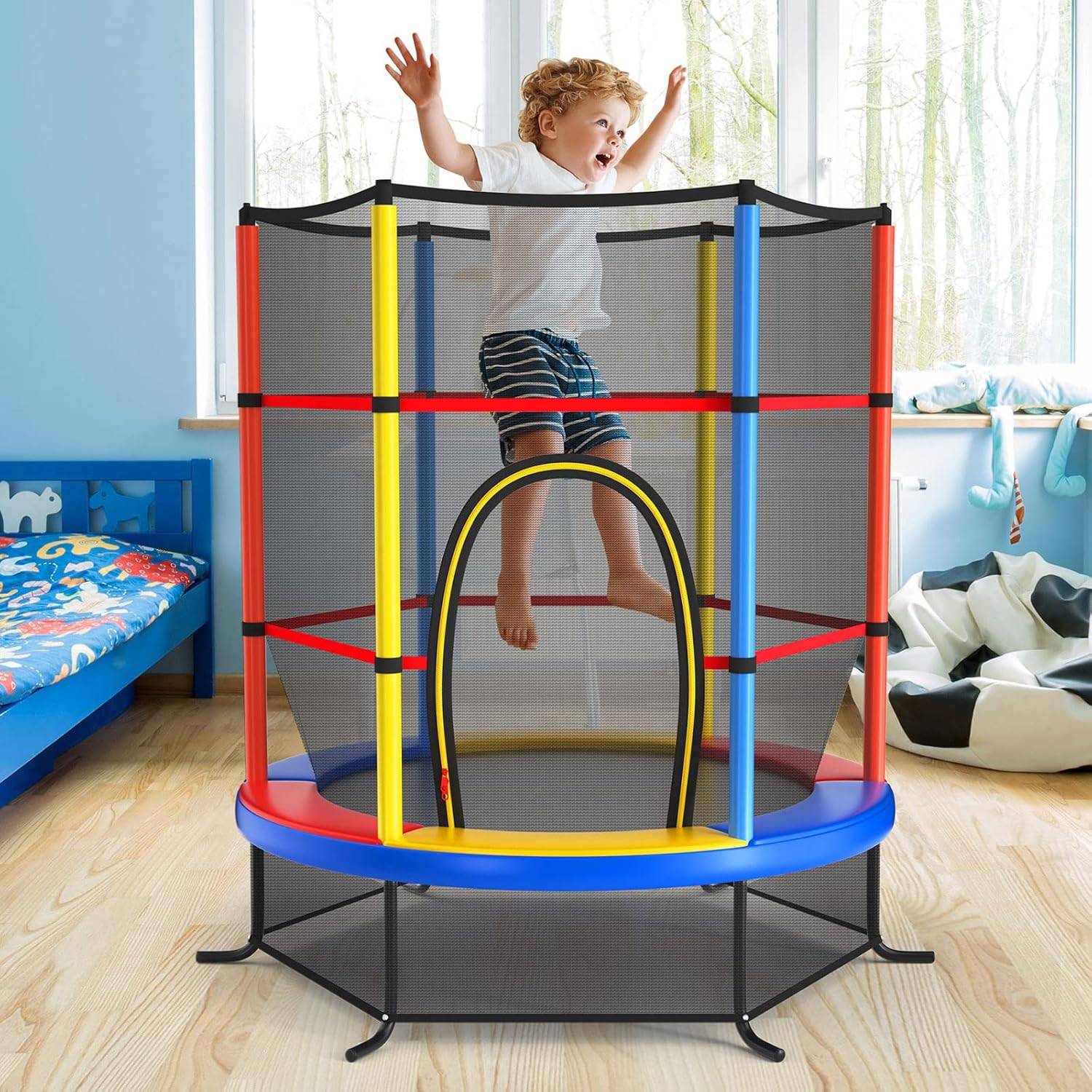 Giantex 55" Kids Trampoline with Safety Enclosure Net