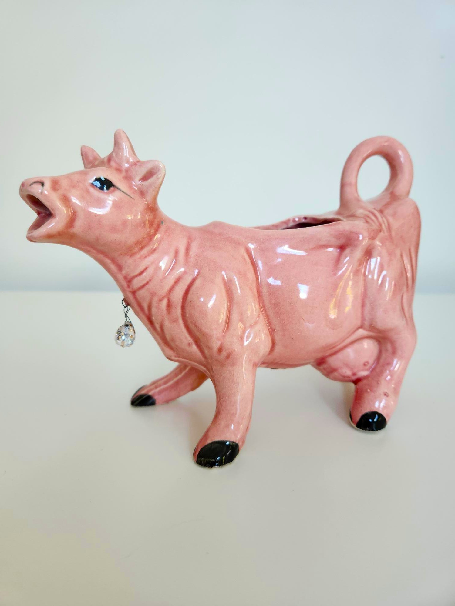 Fabulous Pink Cow Creamer, Vintage Ceramic
