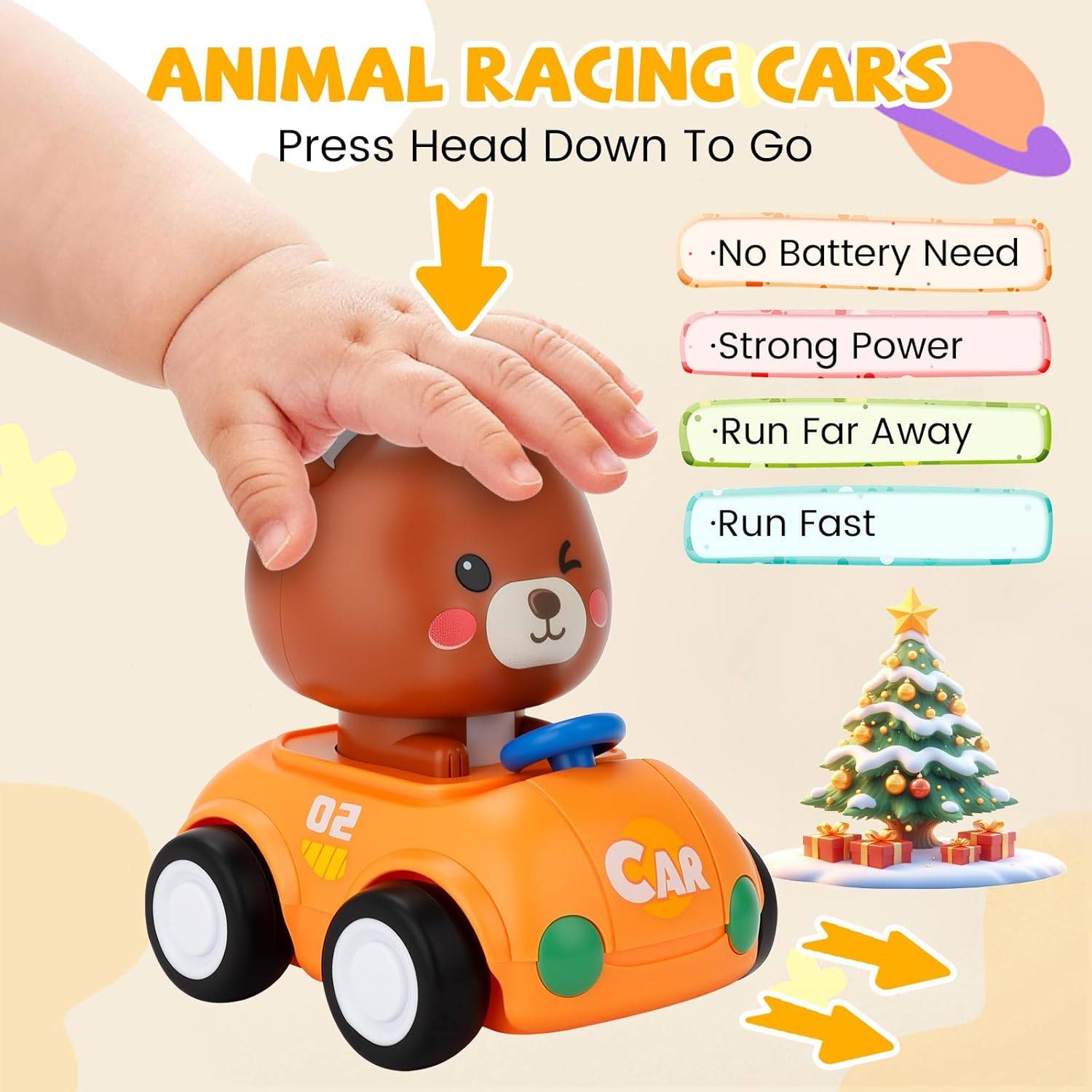 Press and Go Car Toys for Toddlers 1-3