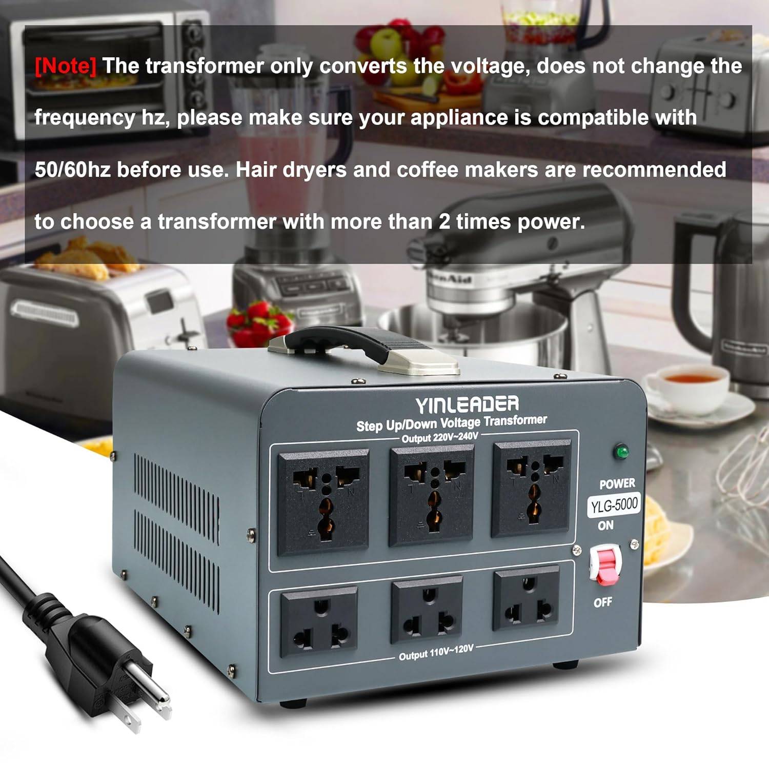 Yinleader 5000 Step Up/Down Transformer 110/120 Volt