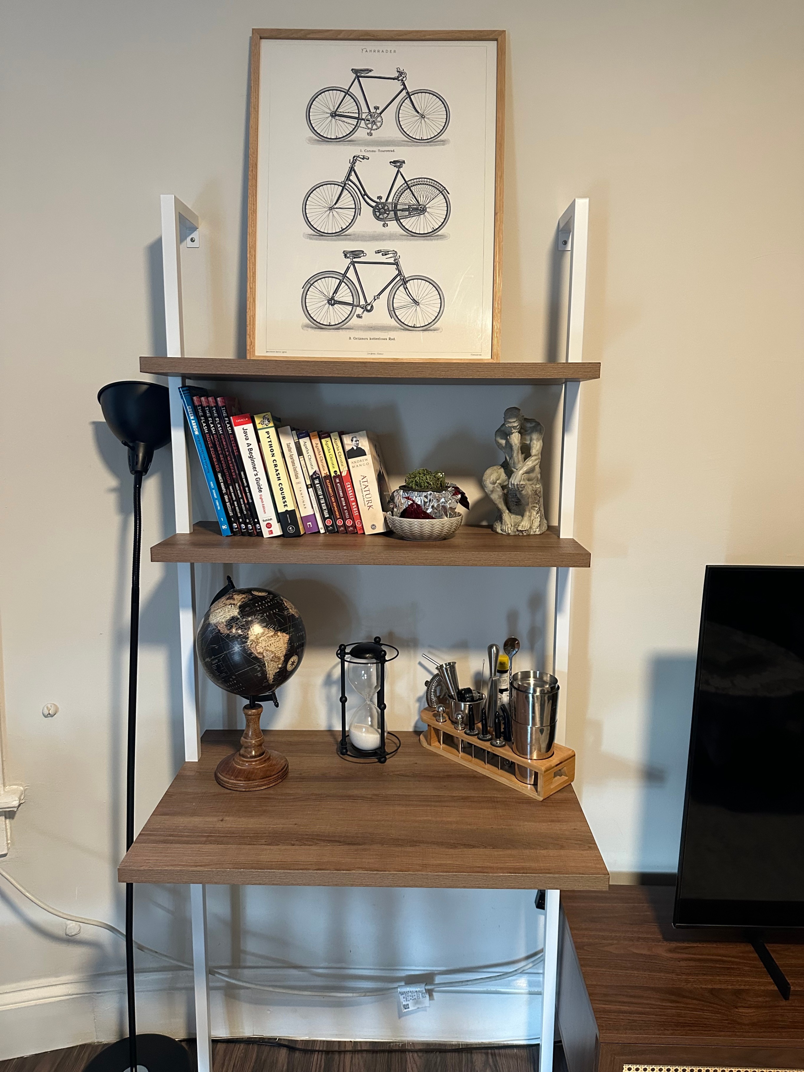 Nathan James Theo Wall-Mount Ladder Desk – Industrial Oak/White