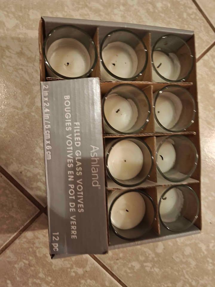 12pc Ashland Clear Glass Votive Candles - White Unscented