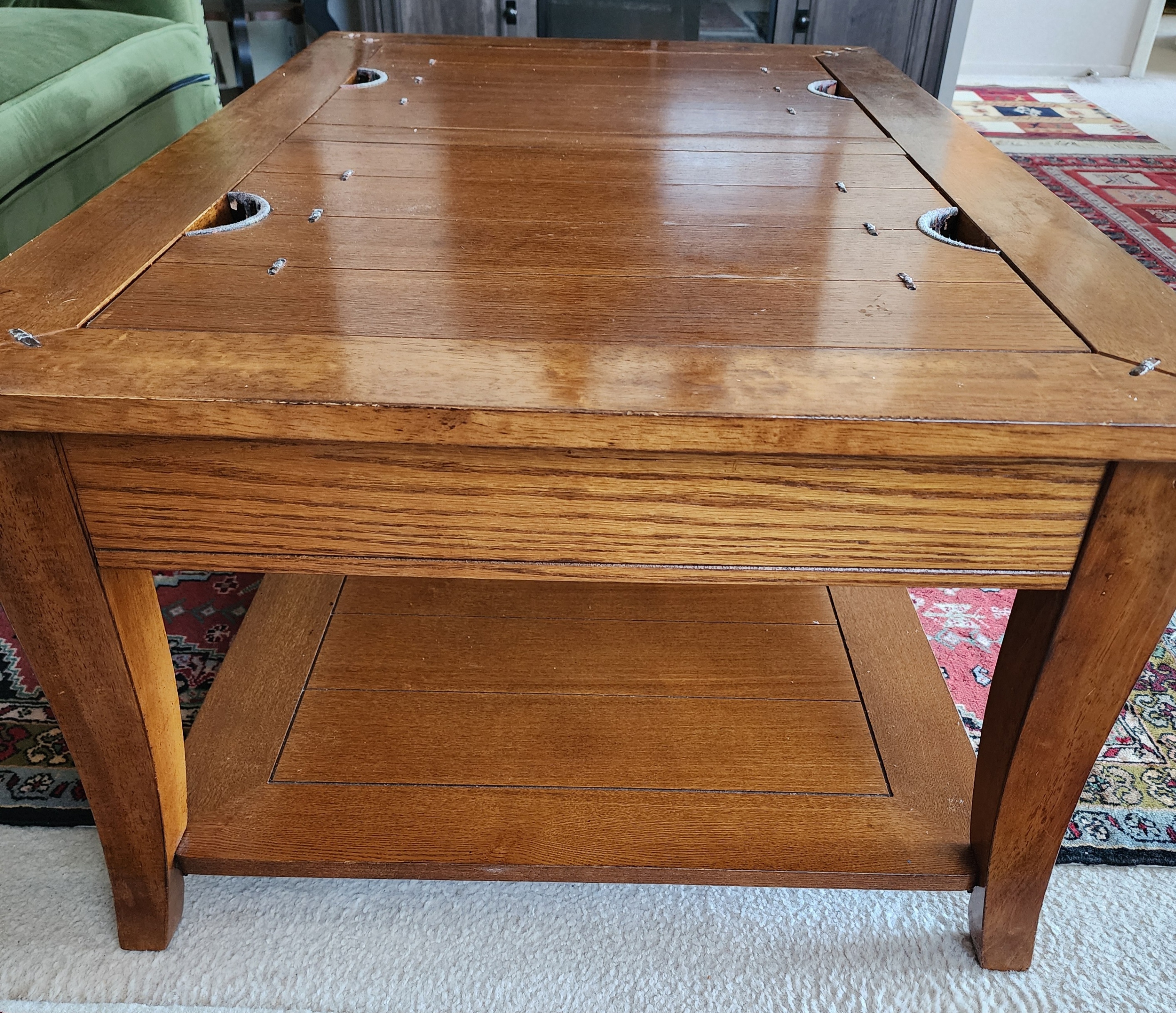Solid Wood Coffee Table with Decorative Storage Shelf - photo 4