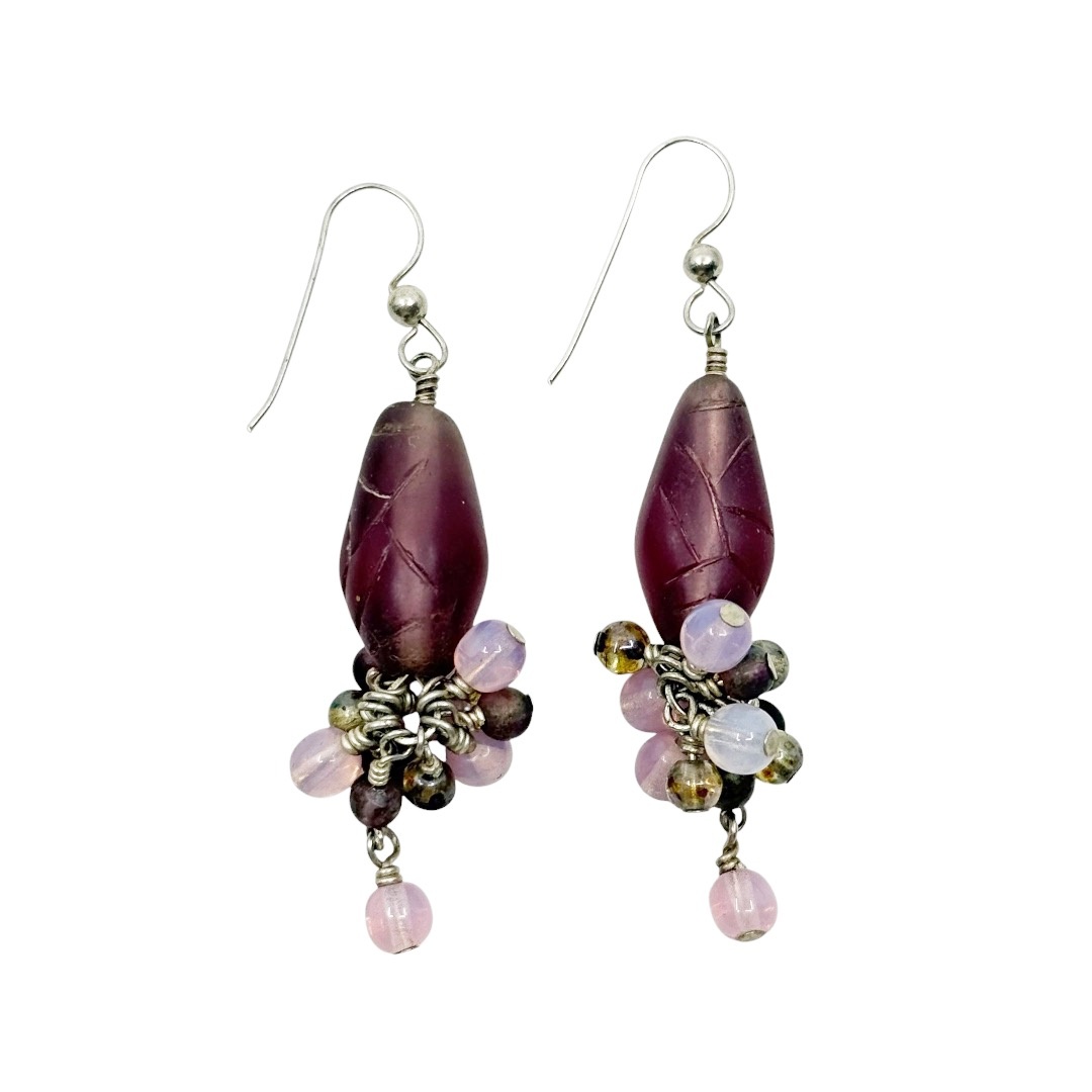 Hand Made Sterling silver Glass bead earrings - GM339 - photo 3