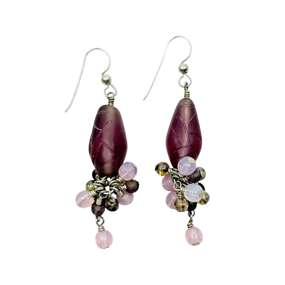 Hand Made Sterling silver Glass bead earrings - GM339 - photo 3