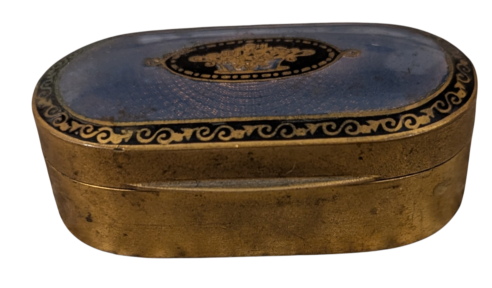 Austrian Enamel and Gilt Brass Snuff/Pill Box with Mirror - photo 2