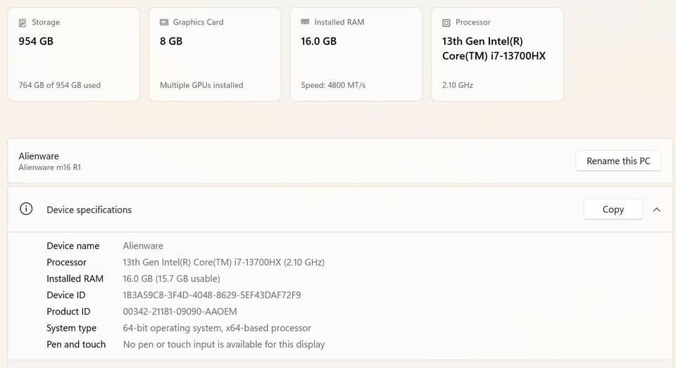 Alienware RTX4070 Laptop | i7-13700HX | 1TB SSD | 16GB RAM - photo 3