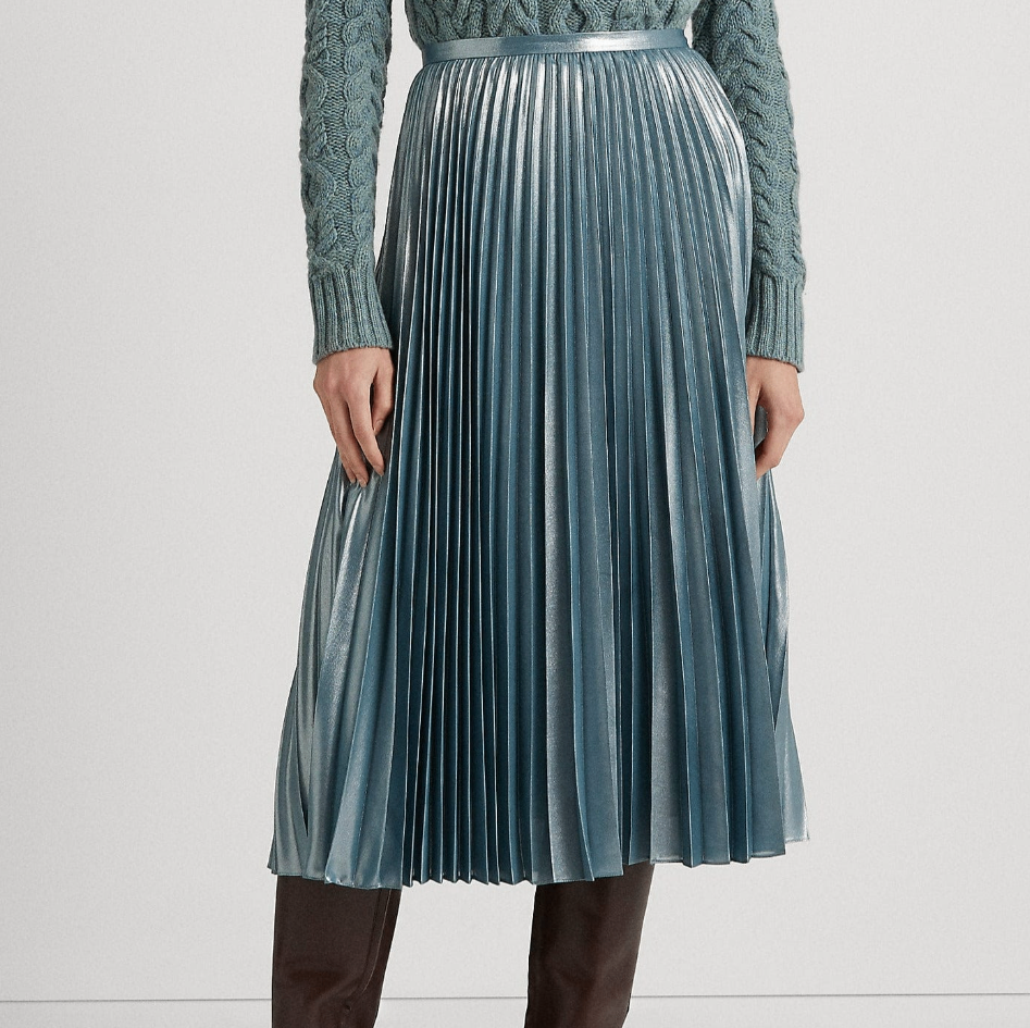 Lauren Ralph Lauren Pleaten Metallic Chiffon Skirt *BNWT* - photo 4