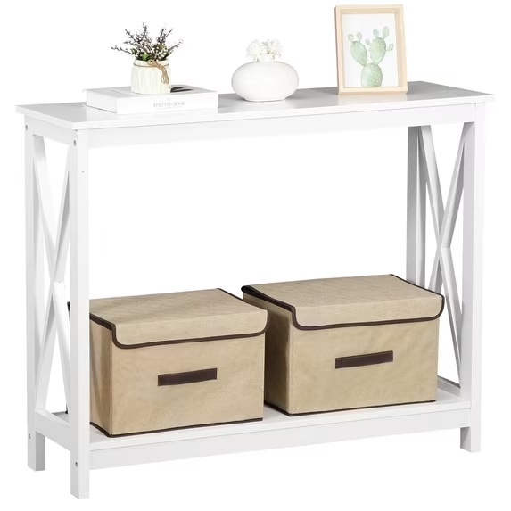 White Console Table with Shelf - photo 3