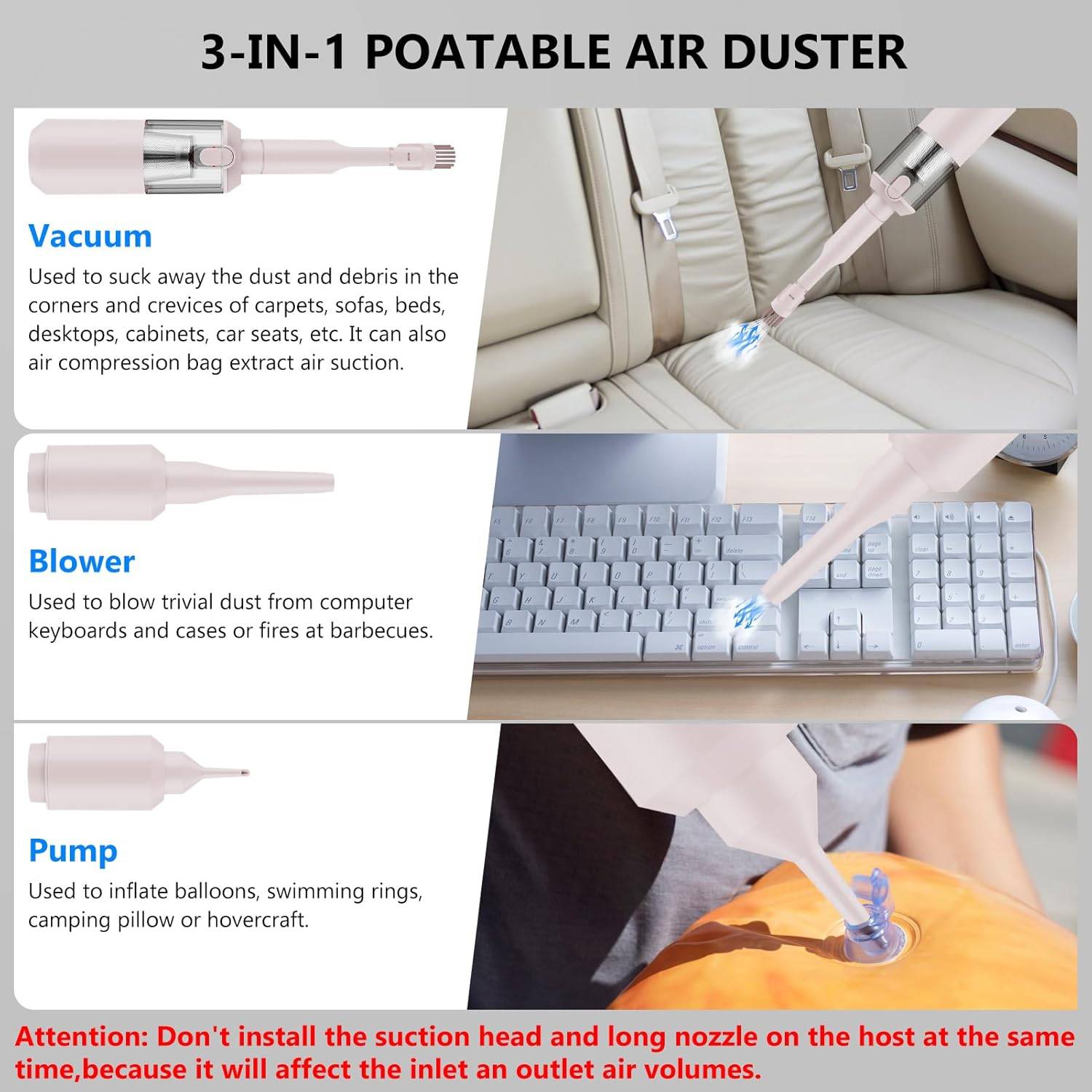 3-in-1 Portable Air Duster and Vacuum Cleaner - photo 4