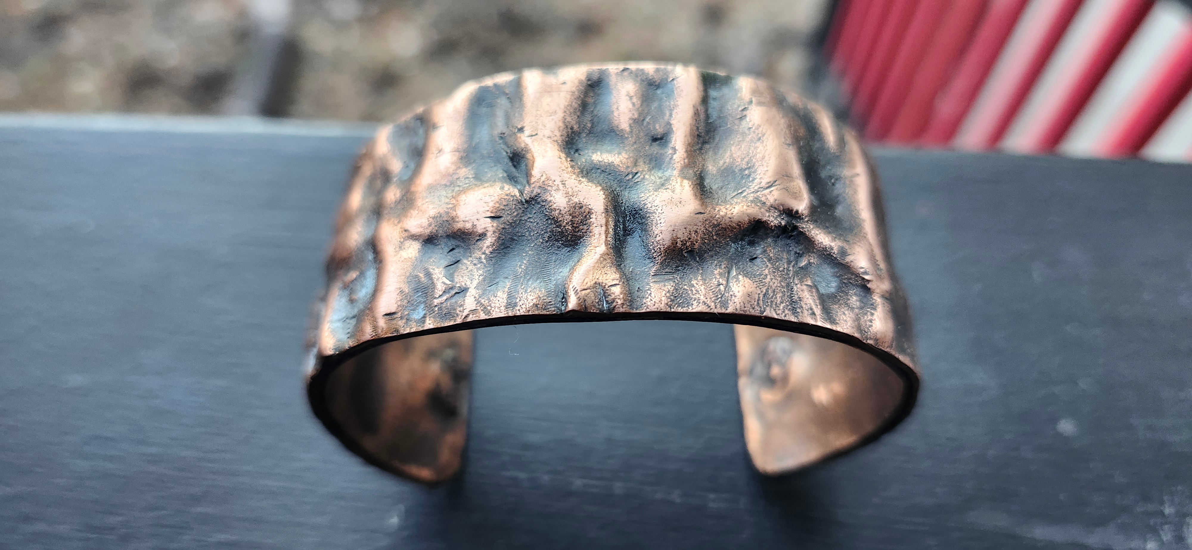 Handcrafted Copper Cuff Bracelets Distressed Copper - photo 4